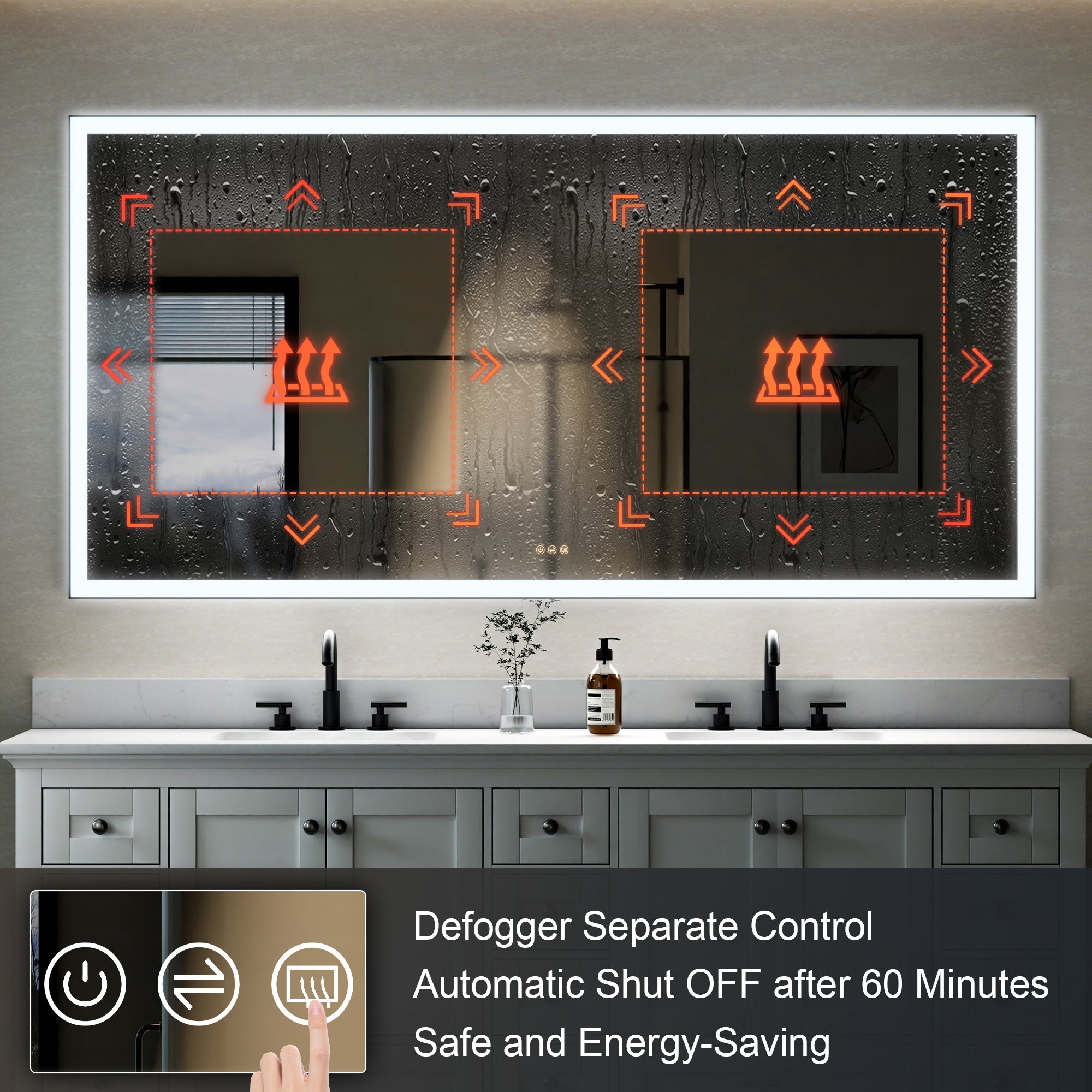 84 in. W x 42 in. H Rectangular Framed LED Light Wall Vertical/Horizontal Bathroom Vanity Mirror