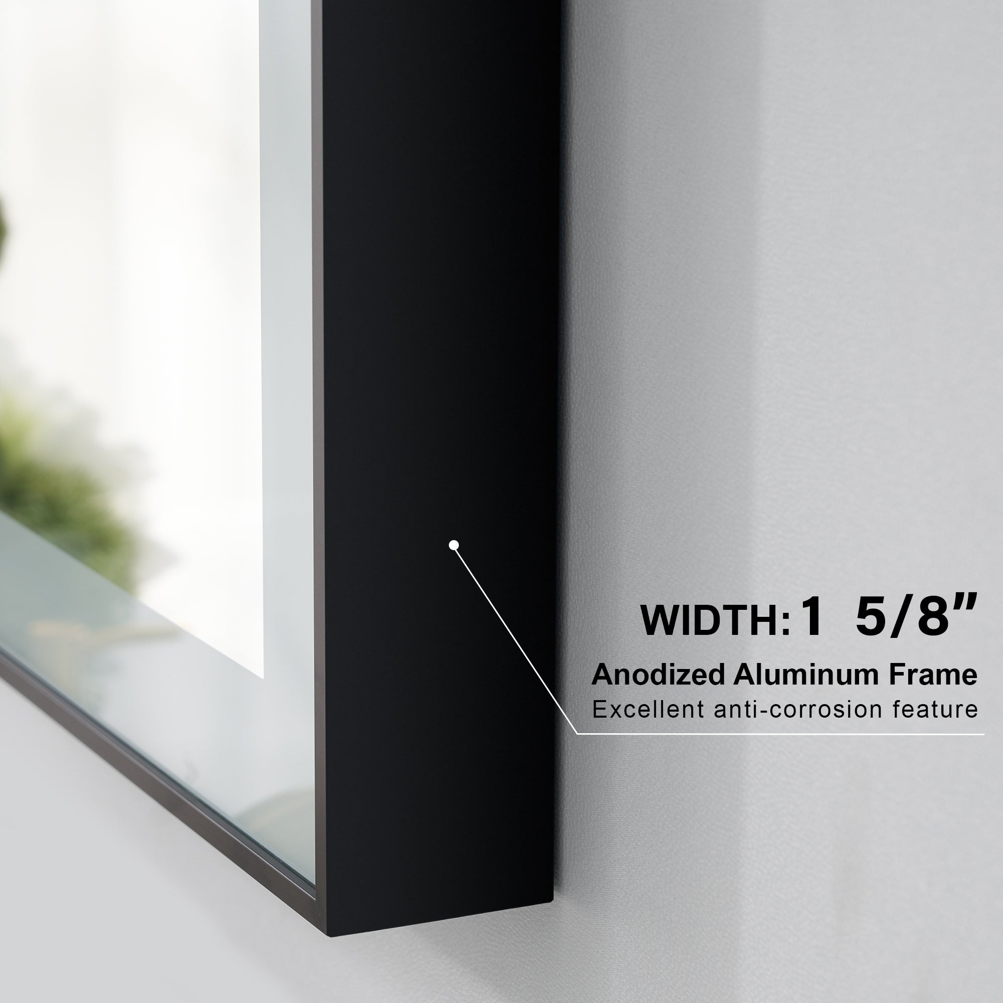 40 in. W x 32 in. H Aluminium Framed Rectangular LED Light Bathroom Vanity Mirror in Matte Black