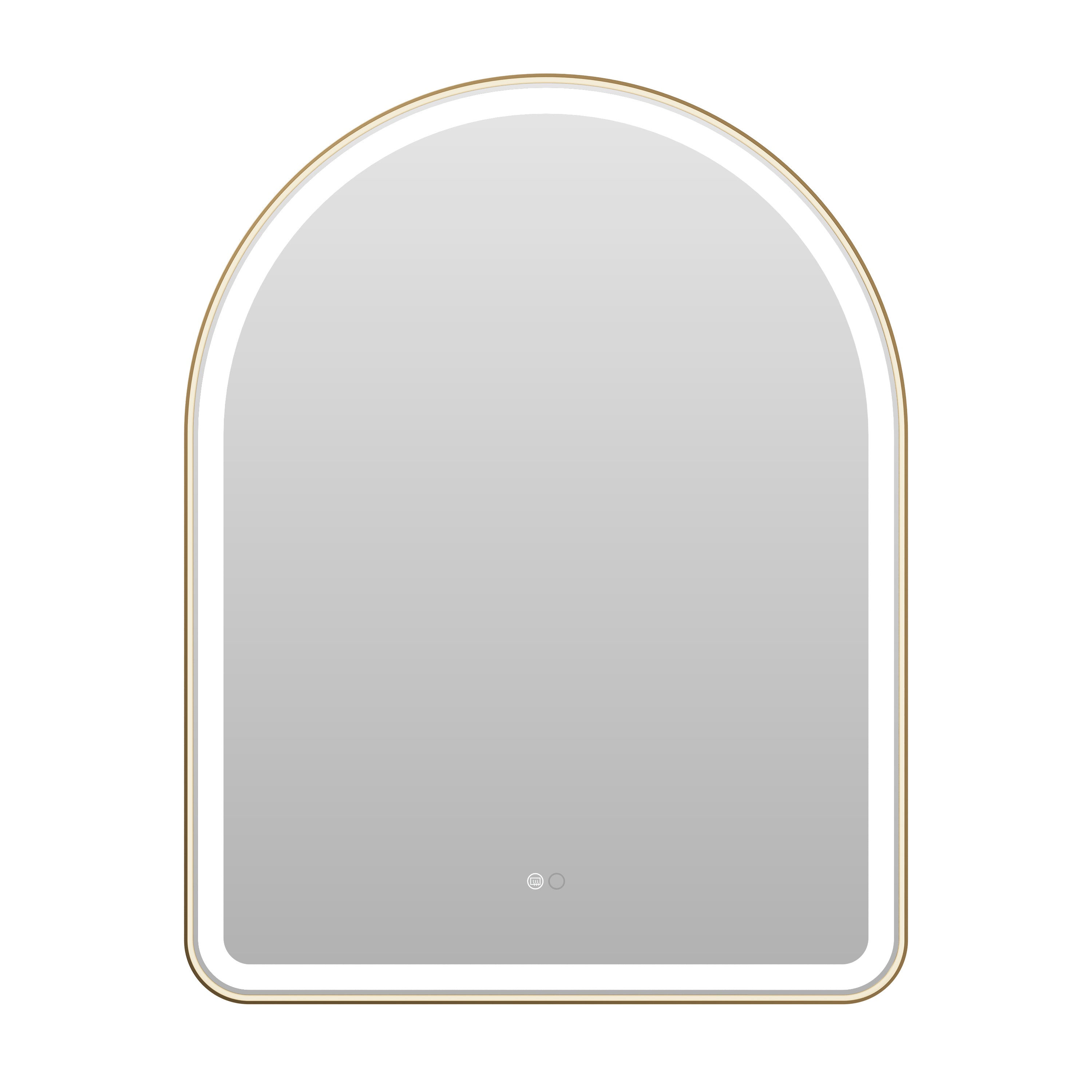 28 in. W x 36 in. H Arched Gold Framed LED Light Bathroom Vanity Mirror