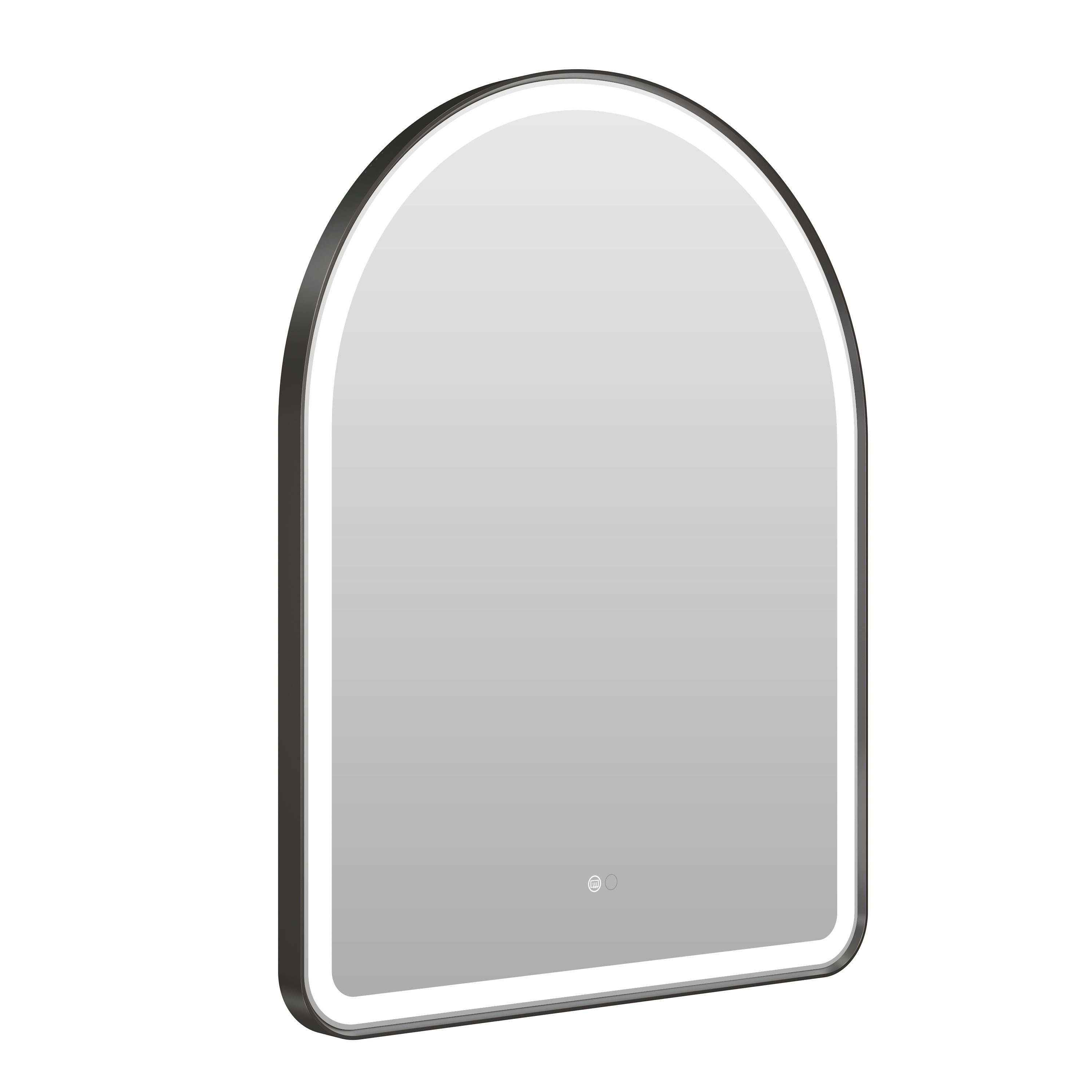 28 in. W x 36 in. H Arched Black Framed LED Light Bathroom Vanity Mirror