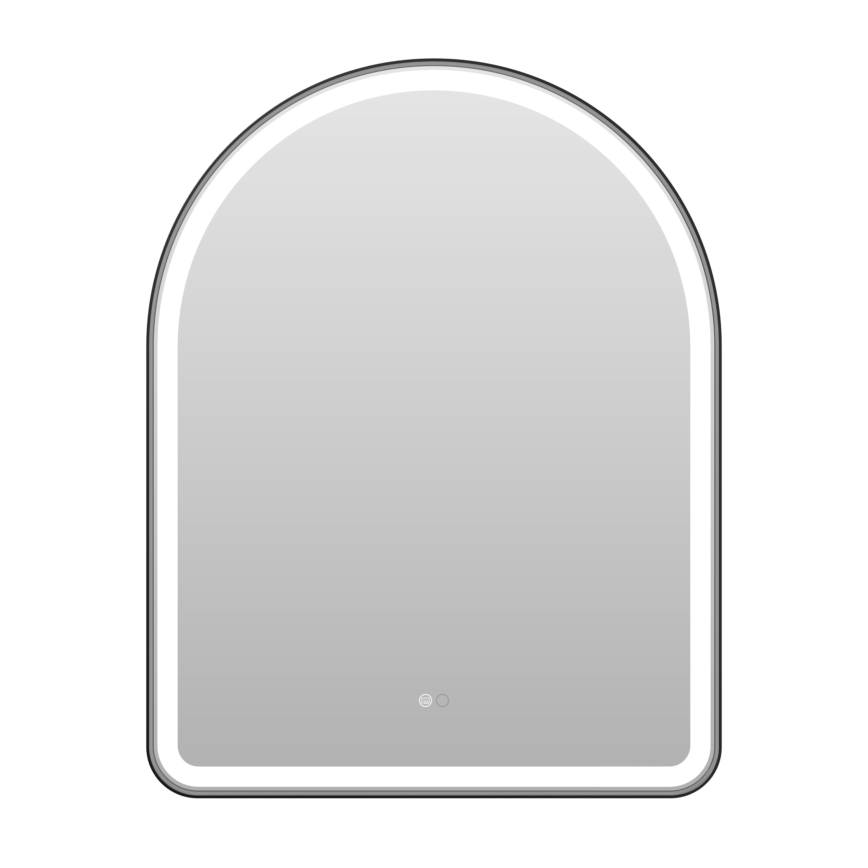 28 in. W x 36 in. H Arched Black Framed LED Light Bathroom Vanity Mirror