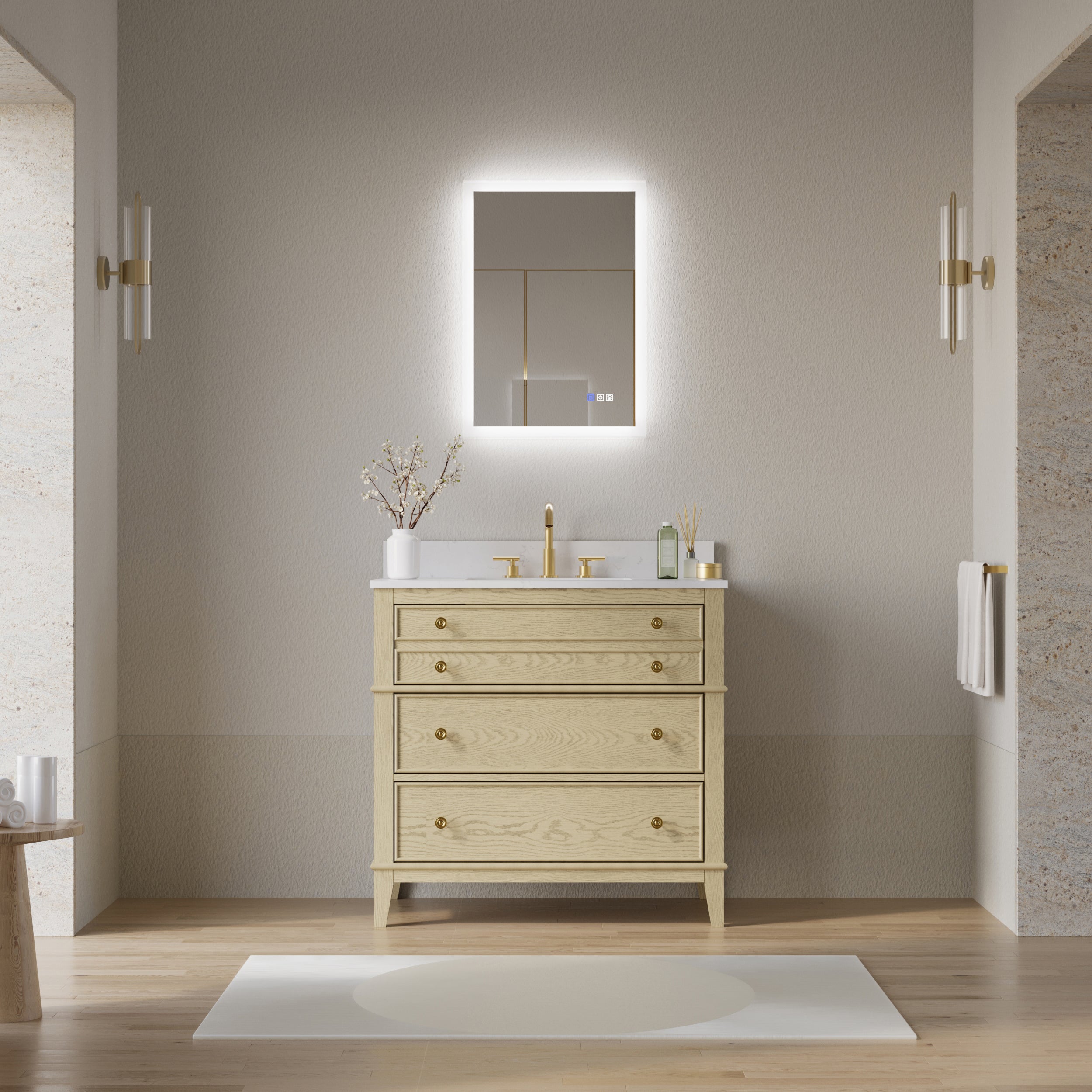 20 in. W x 28 in. H LED Light Mirror Rectangular Fog Free Frameless Bathroom Vanity Mirror
