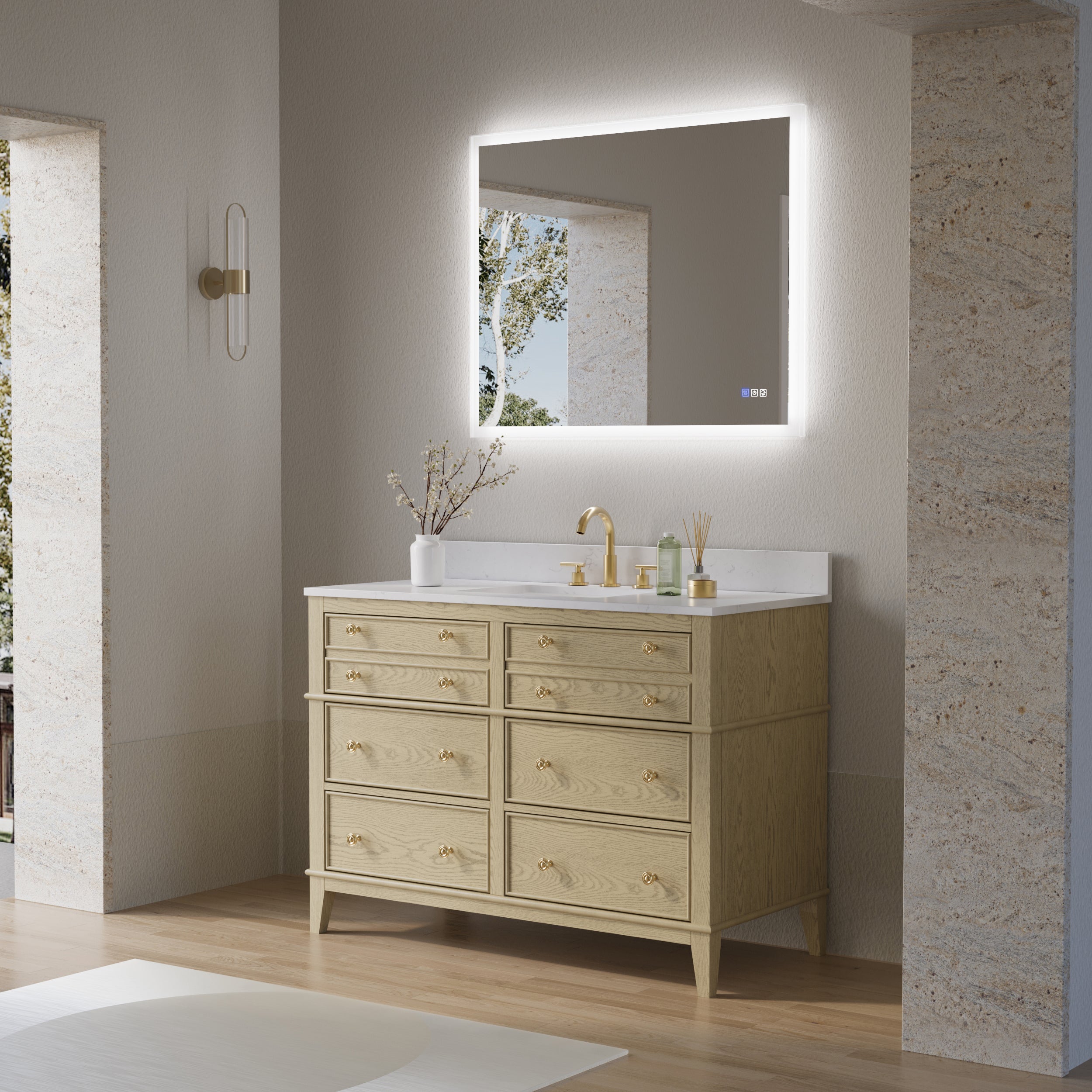 40 in. W x 32 in. H LED Light Mirror Rectangular Fog Free Frameless Bathroom Vanity Mirror