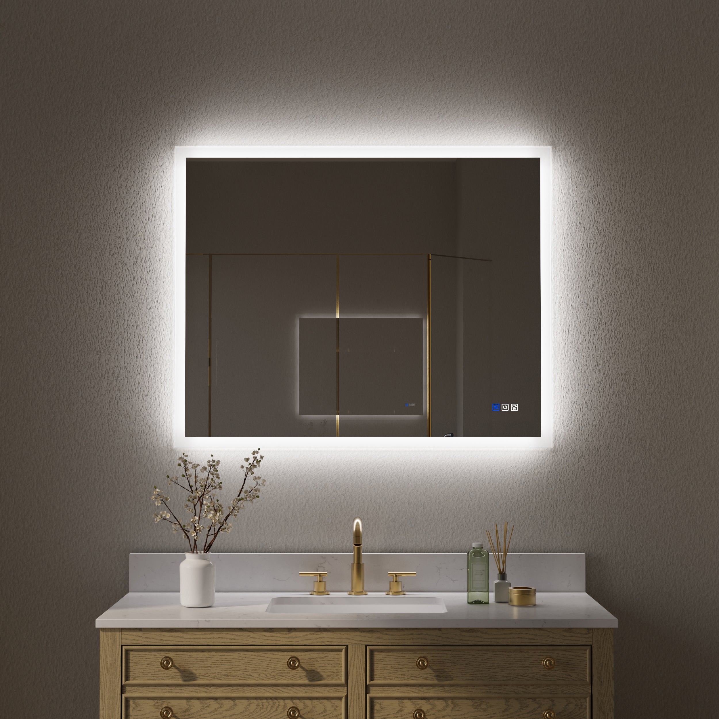 40 in. W x 32 in. H LED Light Mirror Rectangular Fog Free Frameless Bathroom Vanity Mirror