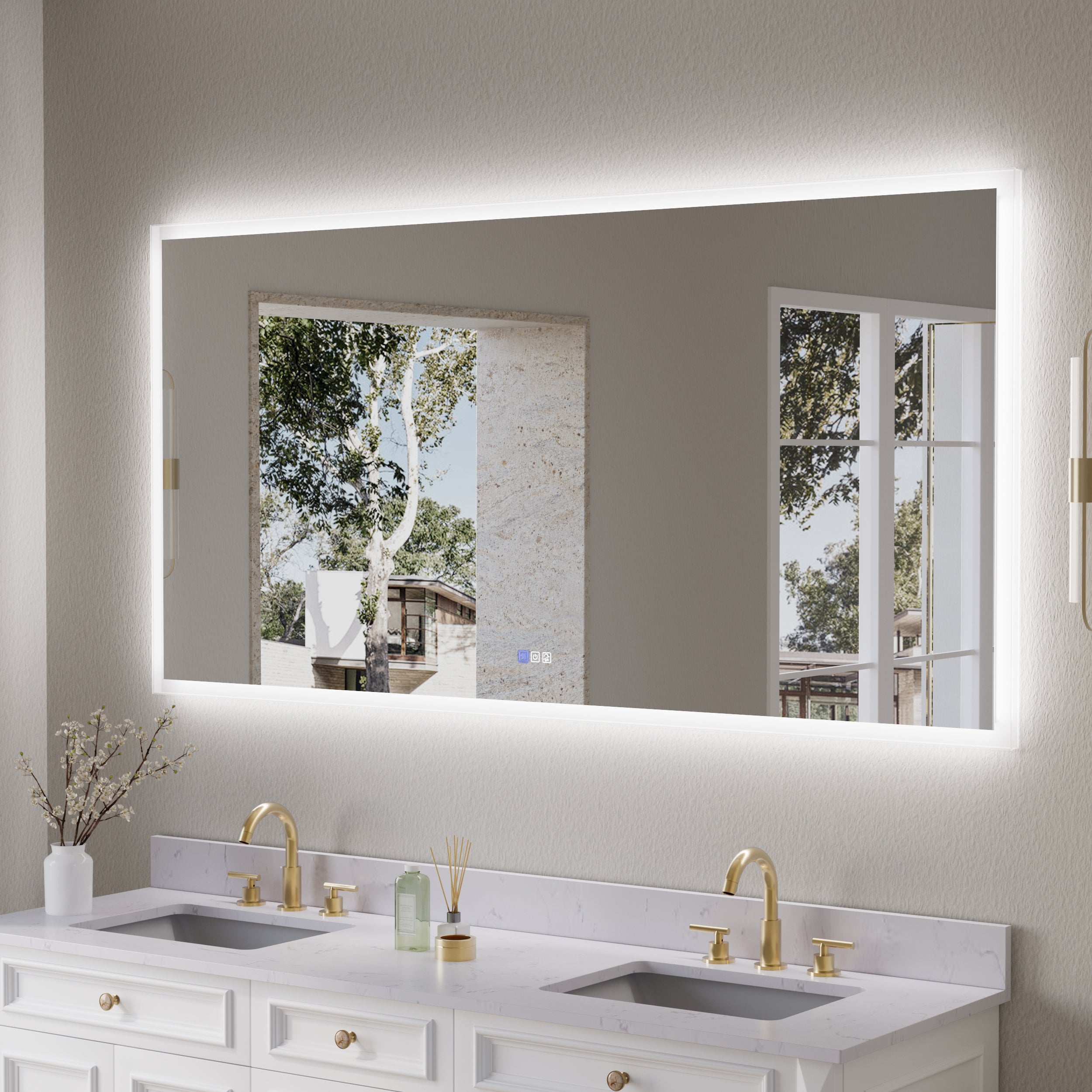 72 in. W x36 in. H LED Light Mirror Rectangular Fog Free Frameless Bathroom Vanity Mirror