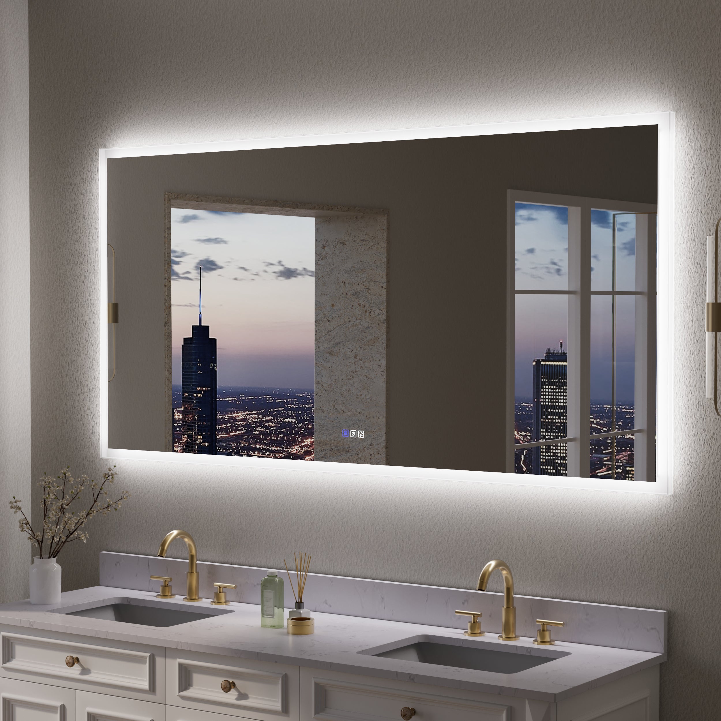72 in. W x36 in. H LED Light Mirror Rectangular Fog Free Frameless Bathroom Vanity Mirror