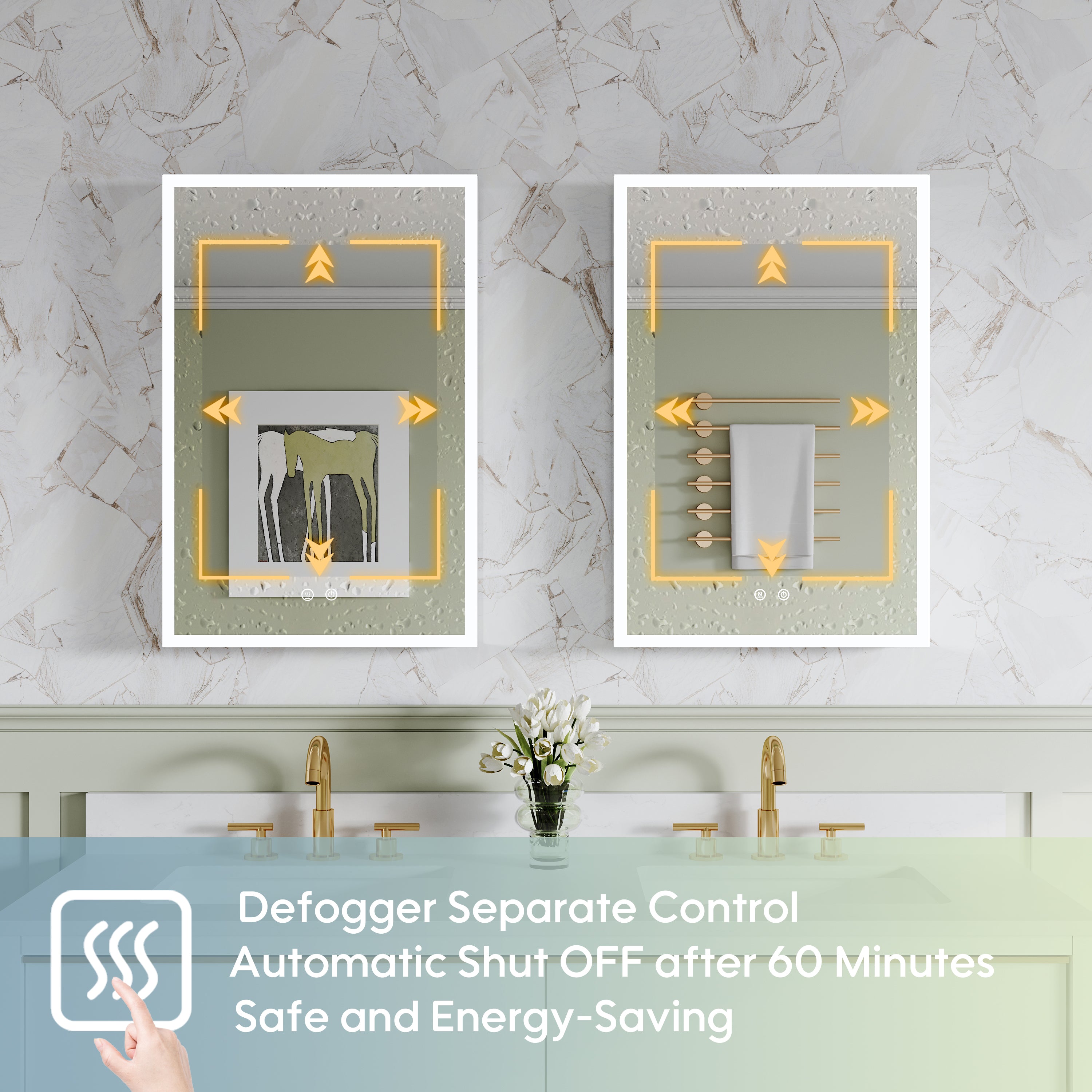 2-Pack 20" x 30" LED Medicine Cabinet with Mirror, Recessed or Surface Mount, Left/Right Hinge, Rectangular
