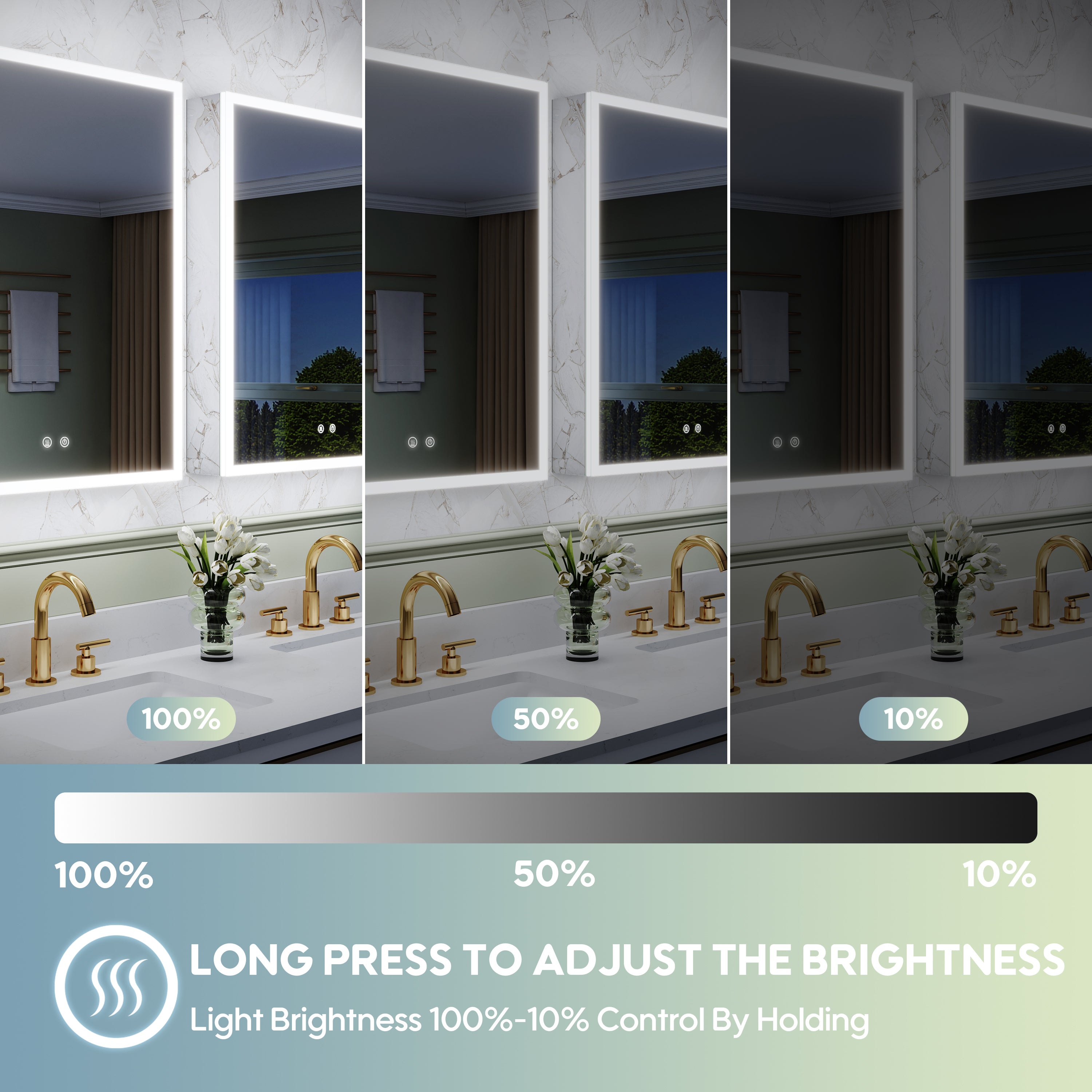 2-Pack 24" x 30" LED Medicine Cabinet with Mirror, Recessed or Surface Mount, Left/Right Hinge, Rectangular