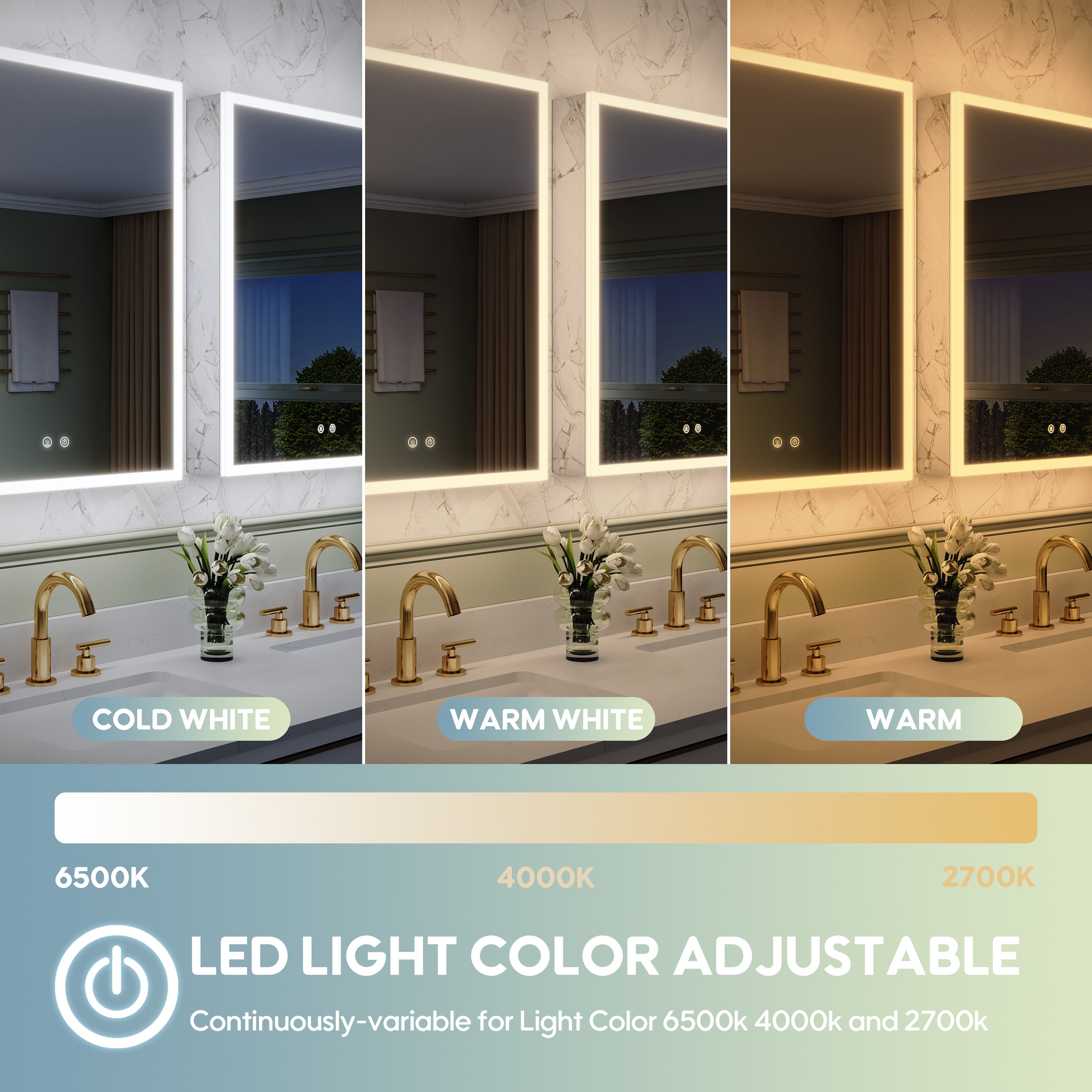 2-Pack 24" x 30" LED Medicine Cabinet with Mirror, Recessed or Surface Mount, Left/Right Hinge, Rectangular