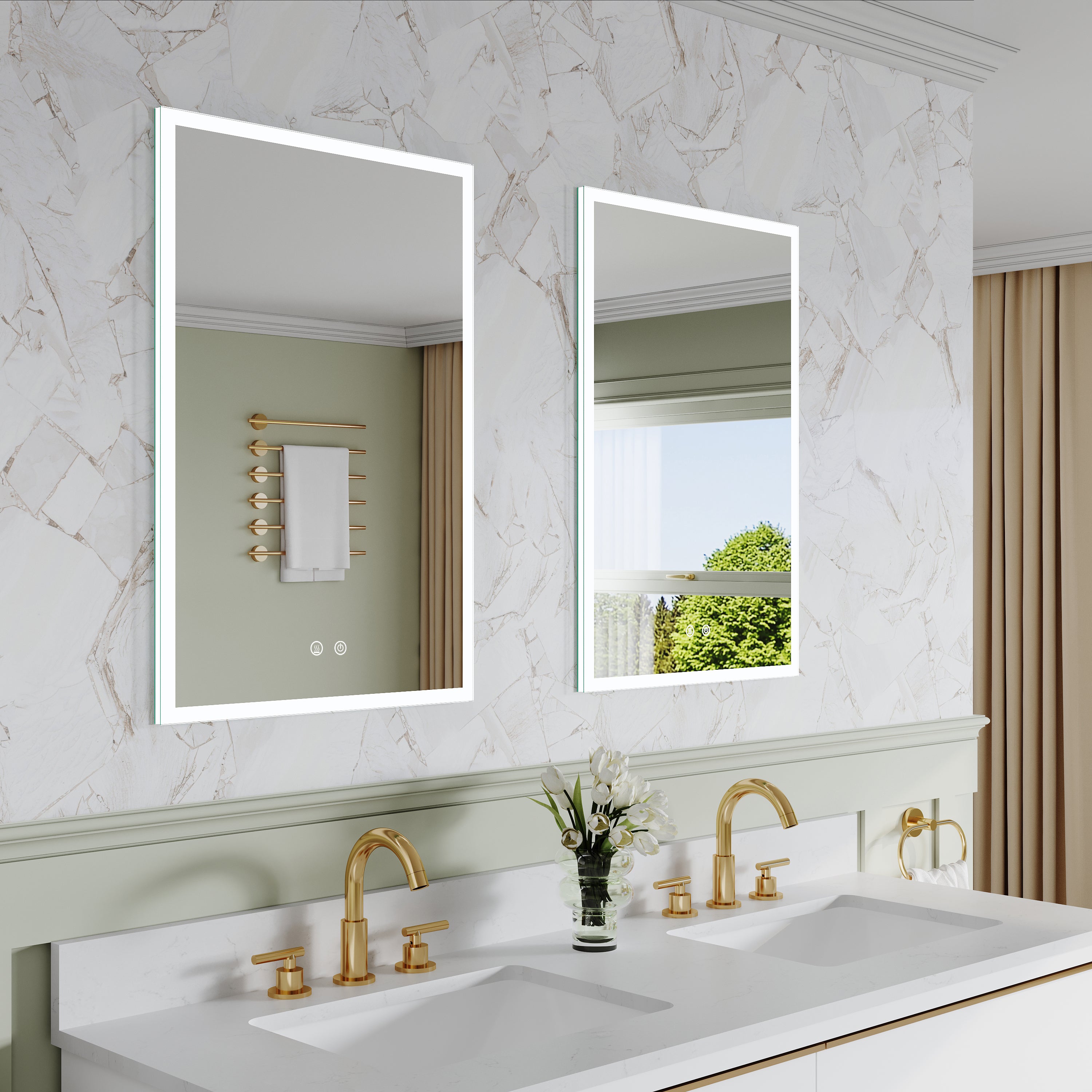 2-Pack 20" x 30" LED Medicine Cabinet with Mirror, Recessed or Surface Mount, Left/Right Hinge, Rectangular