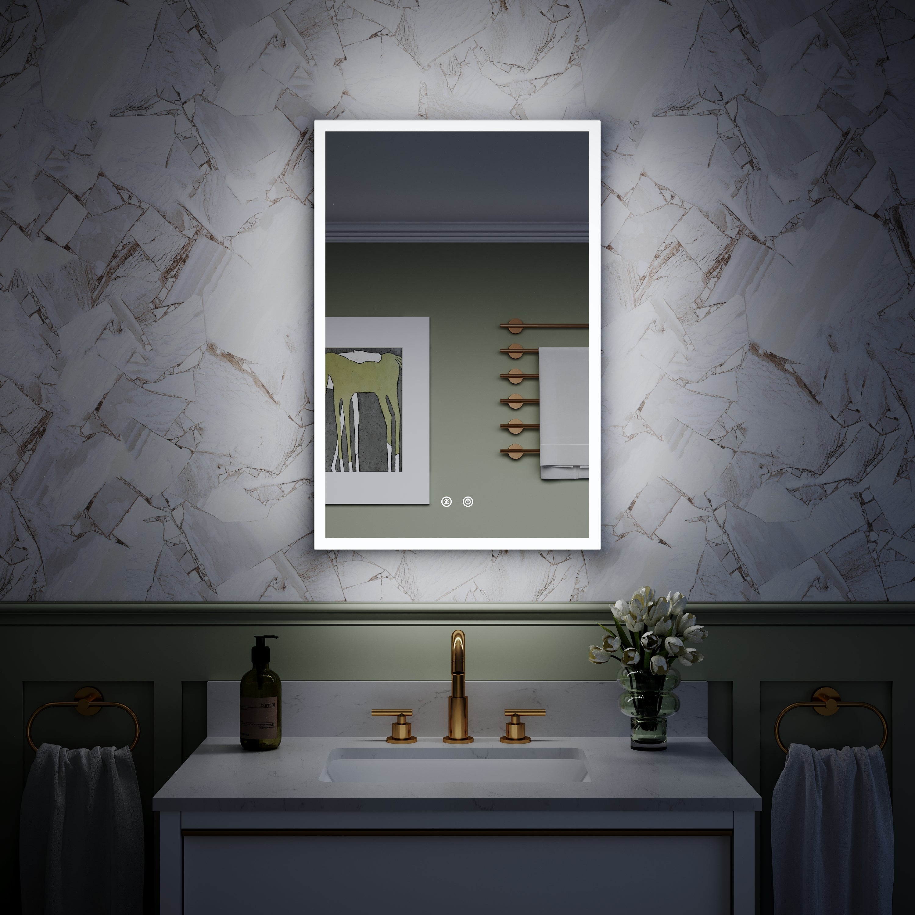 20 in. x 30 in. Rectangular Recessed/Surface Mount Right Medicine Cabinet with Mirror and LED Light
