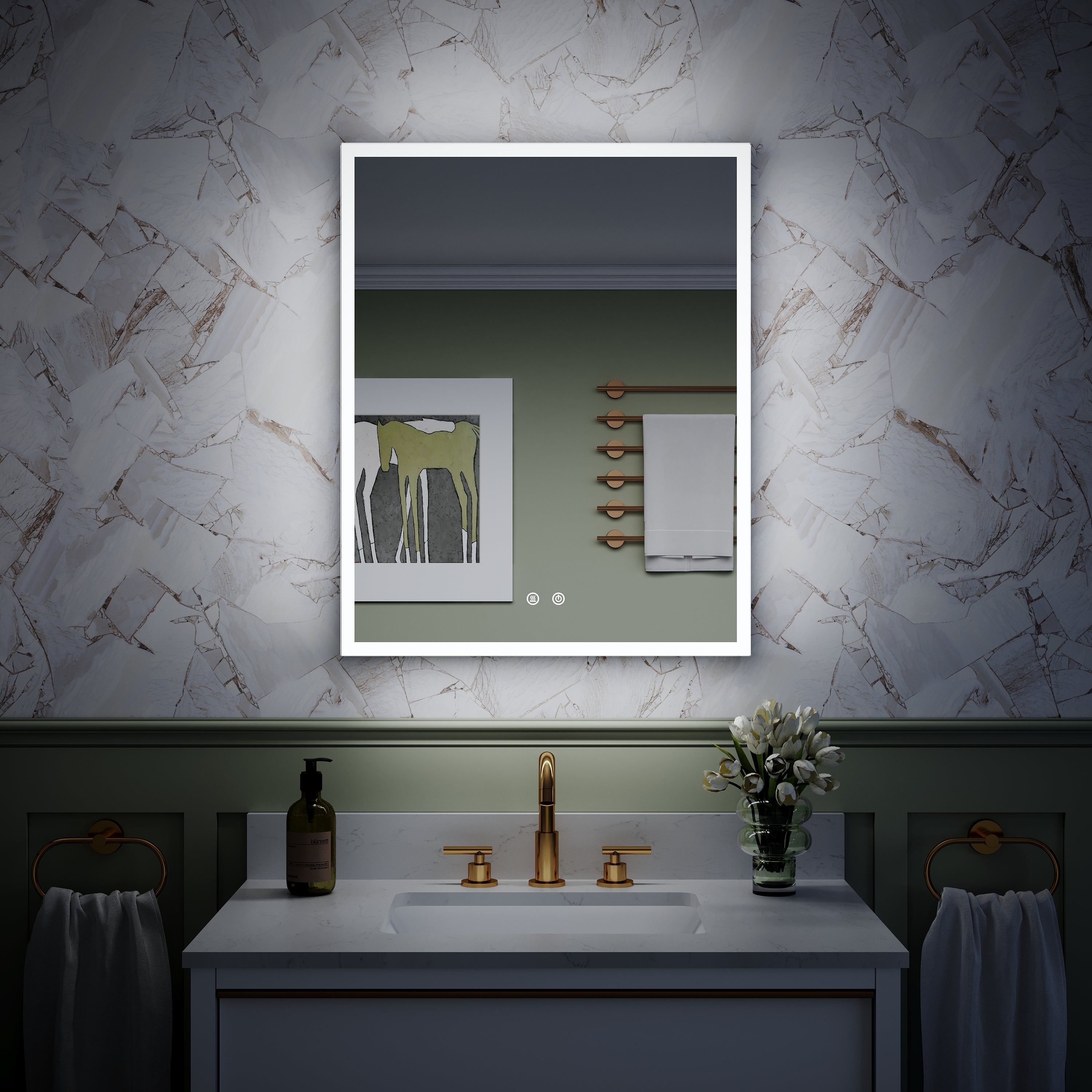 24 in. x 30 in. Rectangular Recessed/Surface Mount Left Medicine Cabinet with Mirror and LED Light