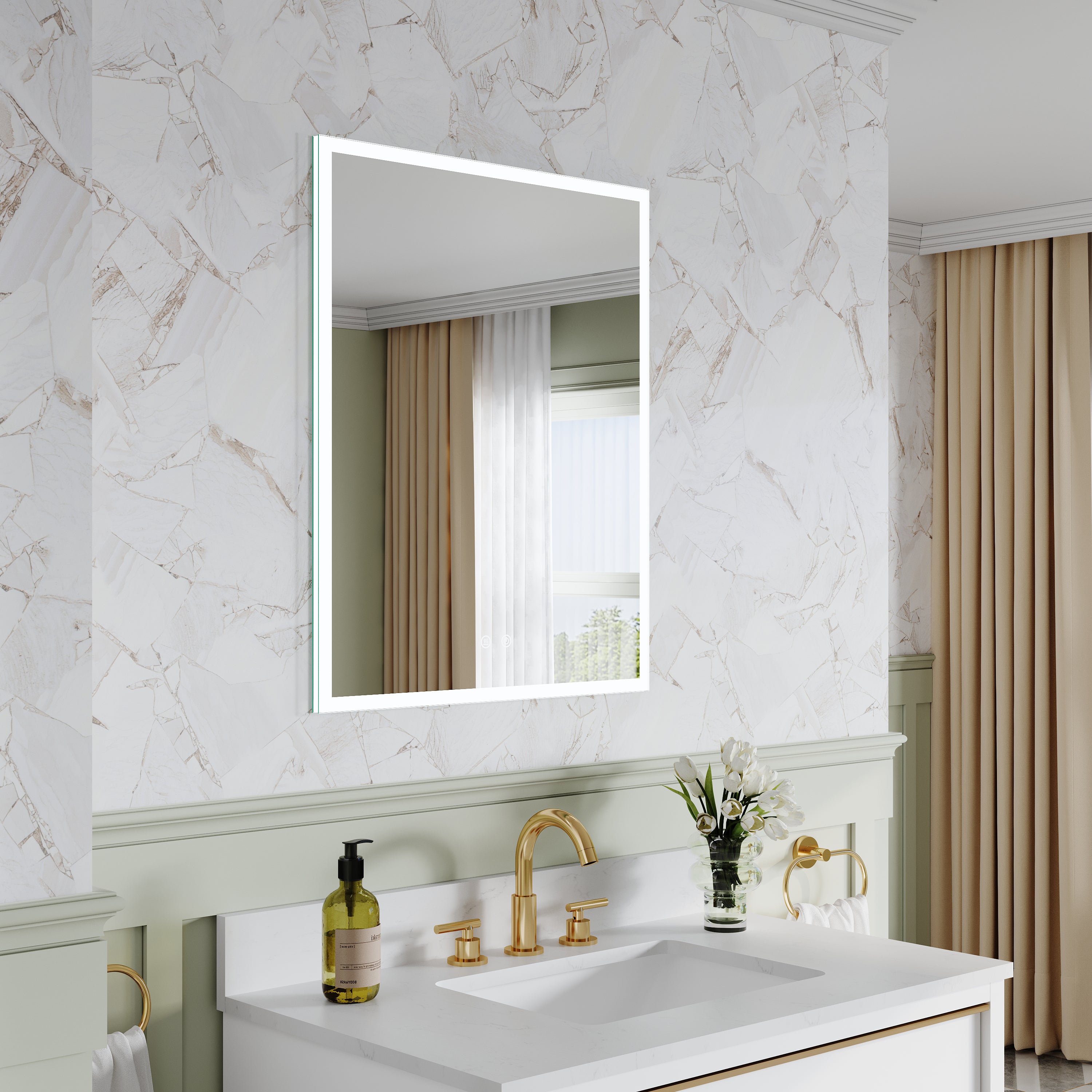 24 in. x 30 in. Rectangular Recessed/Surface Mount Left Medicine Cabinet with Mirror and LED Light