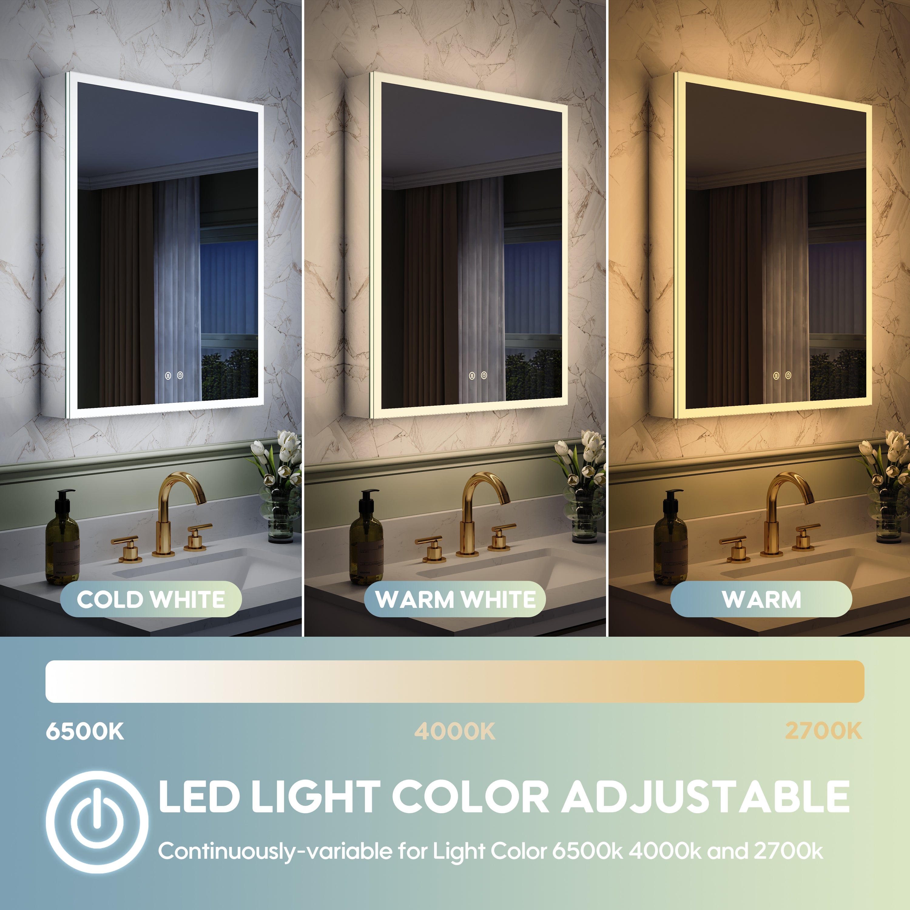 24 in. x 30 in. Rectangular Recessed/Surface Mount Left Medicine Cabinet with Mirror and LED Light