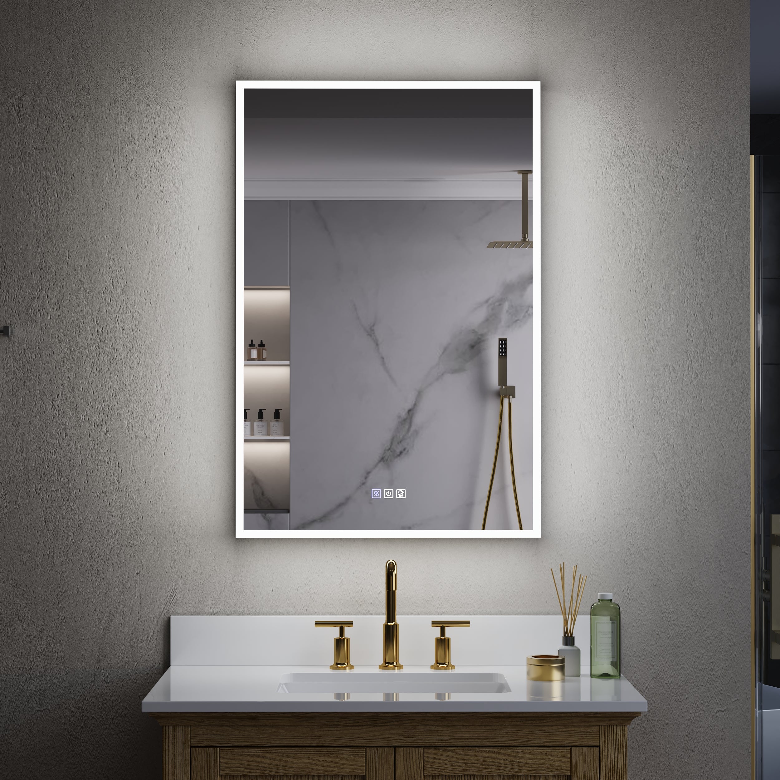 2-Pack 24 in. x 36 in. Recessed/Surface Mount LED Medicine Cabinet with 3X Magnifier Glass Mirror, Left Hinge+Right Hinge