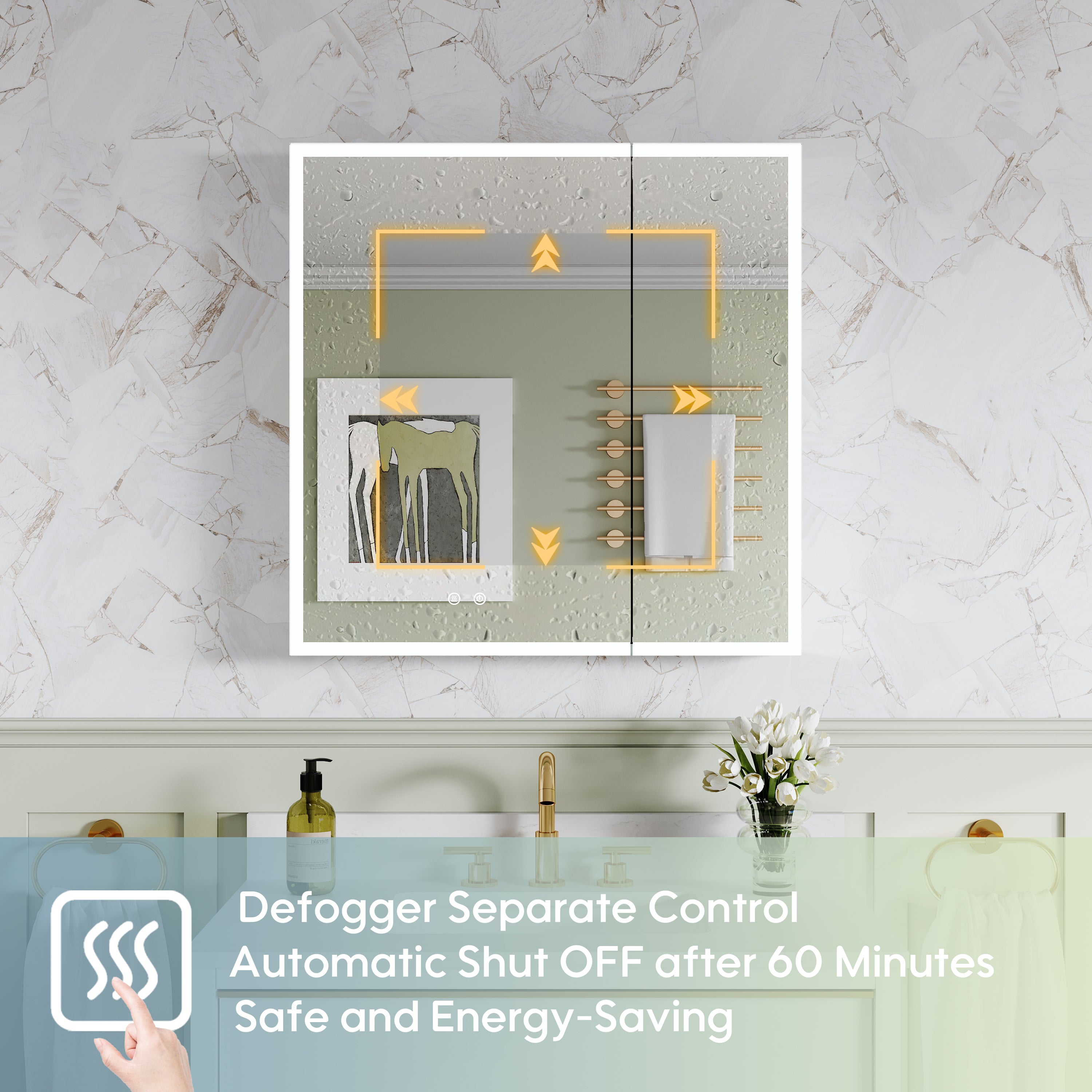 30 in. x 30 in. Rectangular Recessed/Surface Mount Medicine Cabinet with 3x Magnifier Mirror and LED Light