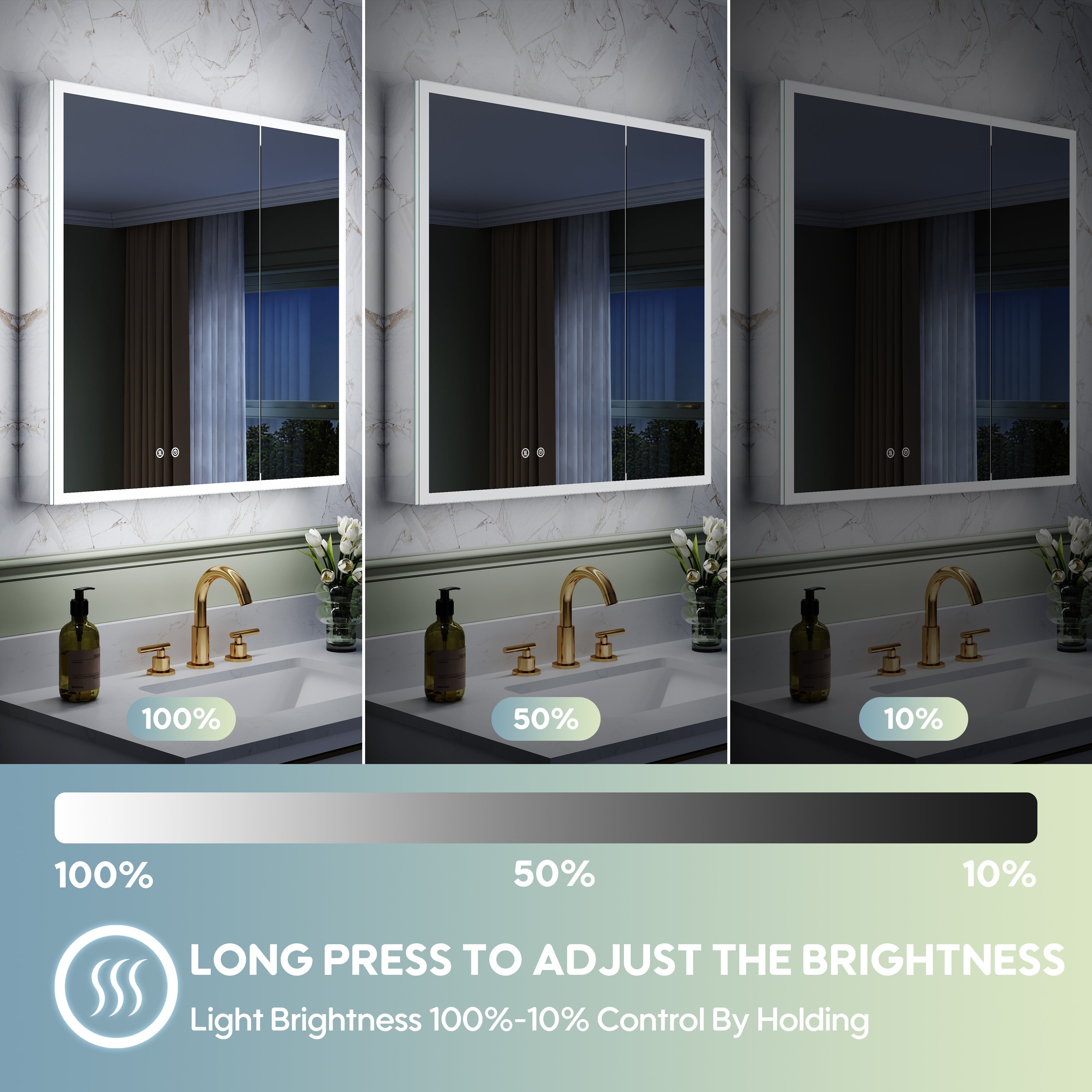 30 in. x 30 in. Rectangular Recessed/Surface Mount Medicine Cabinet with 3x Magnifier Mirror and LED Light