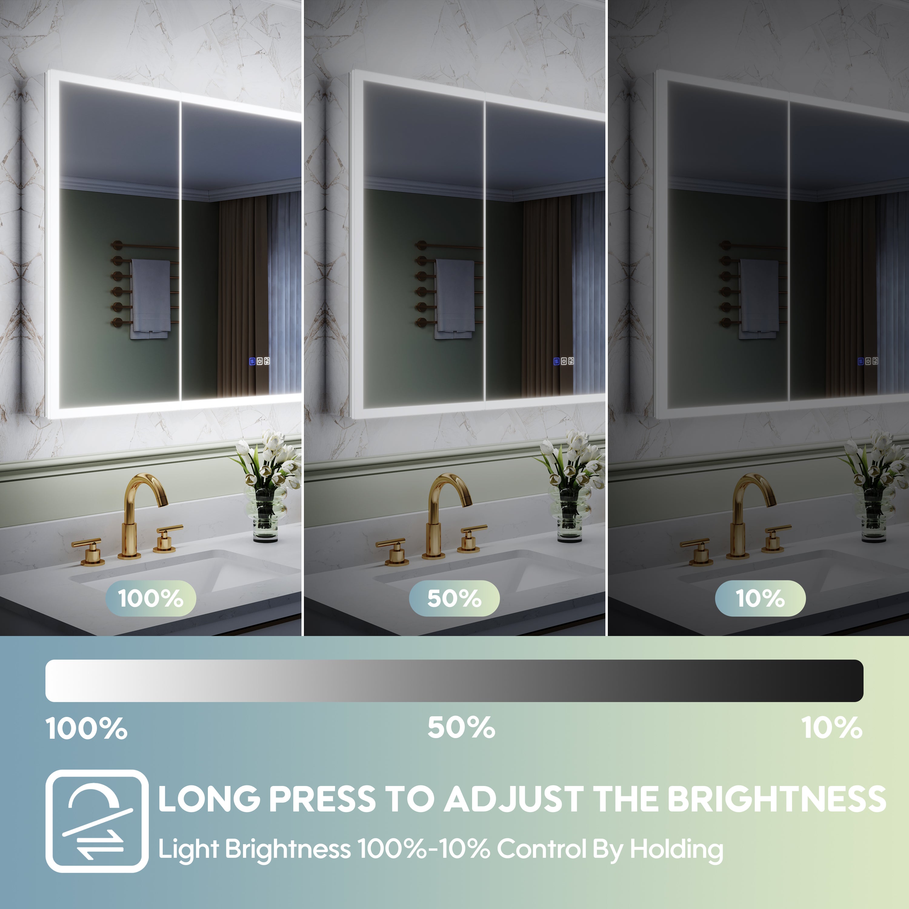 48 in. x 30 in. Rectangular Recessed/Surface Mount Medicine Cabinet with Mirror and LED Light