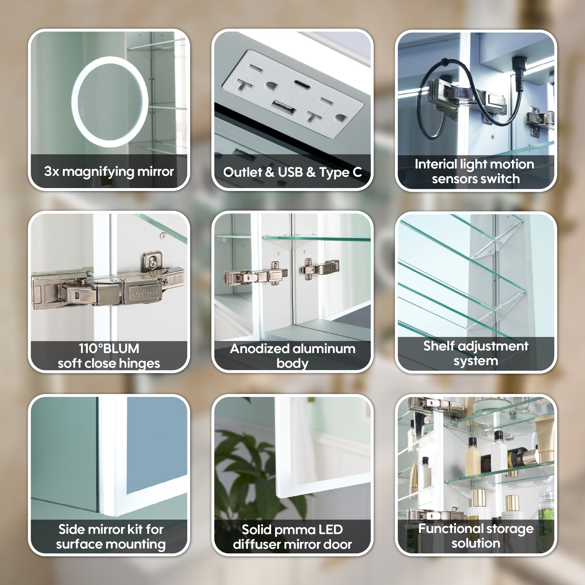 60 in. x 30 in. Rectangular Recessed/Surface Mount Medicine Cabinet with Mirror and LED Light