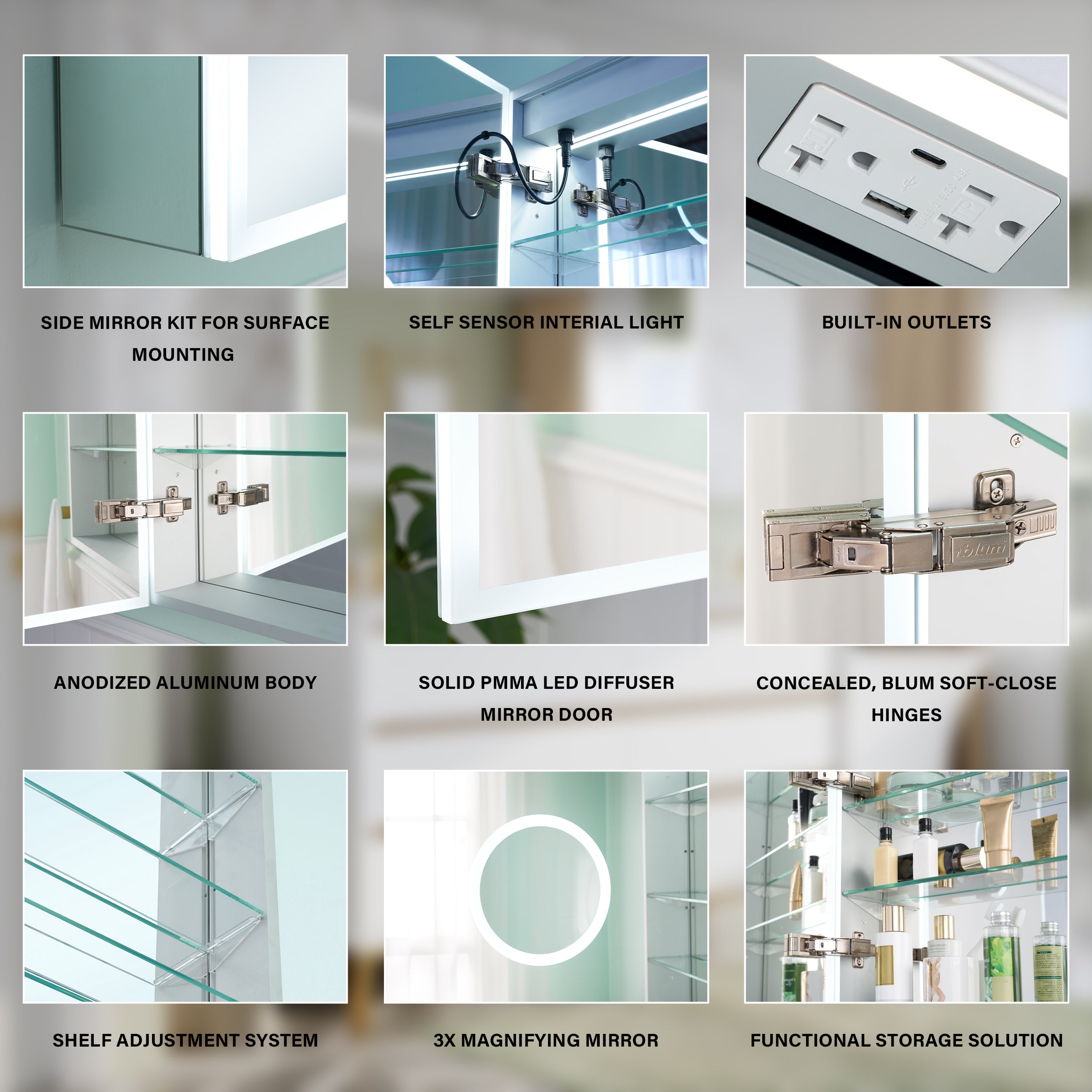 24 in. x 30 in. Rectangular Recessed/Surface Mount Left Medicine Cabinet with Mirror and LED Light