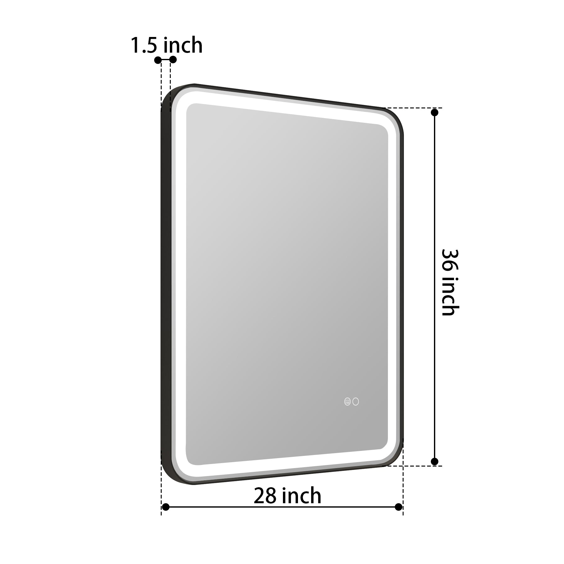 28 in. W x 36 in. H Framed LED Light Bathroom Vanity Mirror- Round Corners in Black