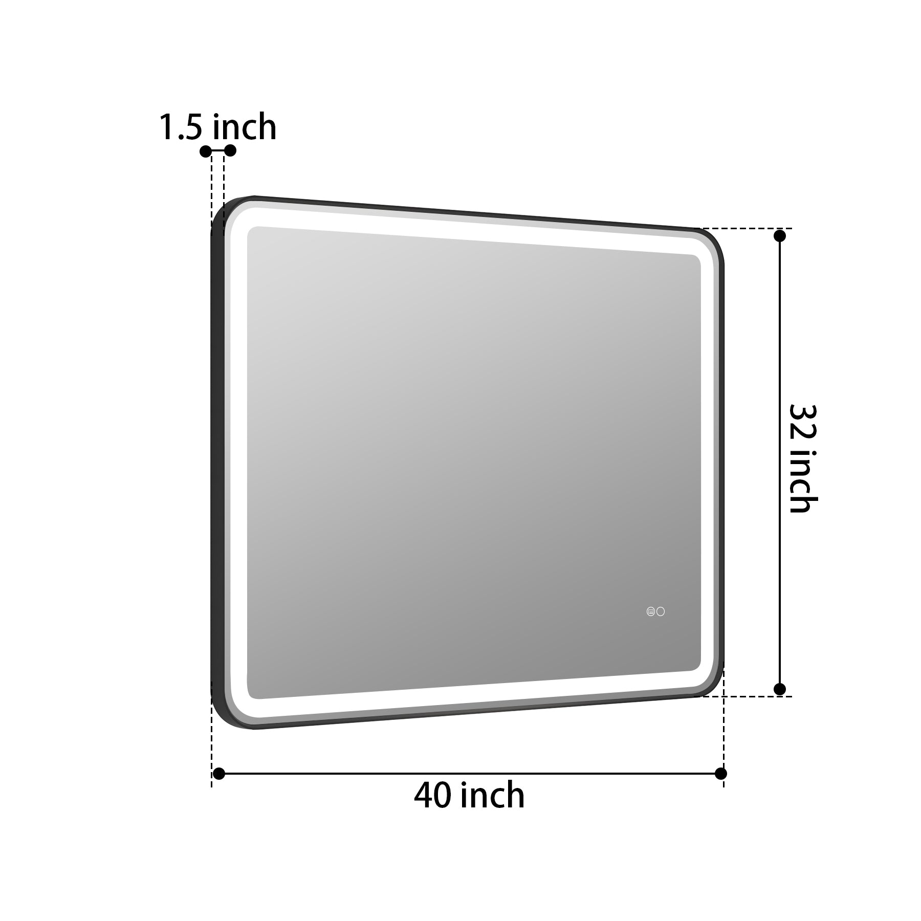 40 in. W x 32 in. H Framed LED Light Bathroom Vanity Mirror - Round Corners in Black