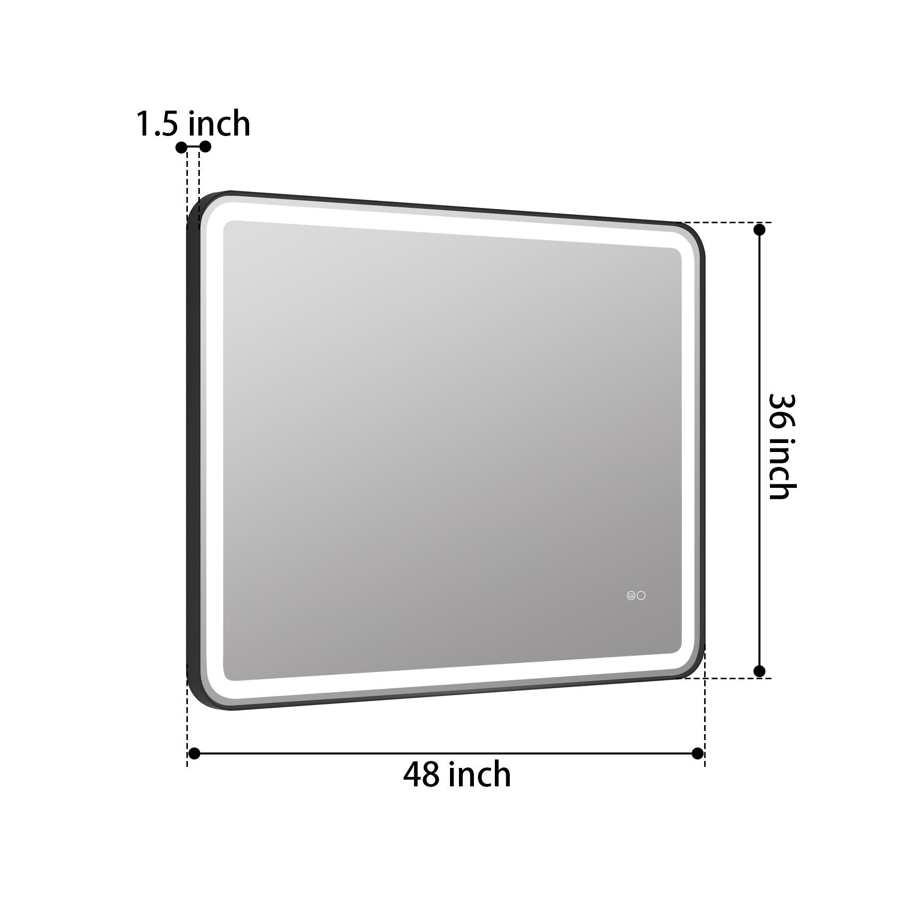 48 in. W x 36 in. H Framed LED Light Bathroom Vanity Mirror - Round Corners in Black