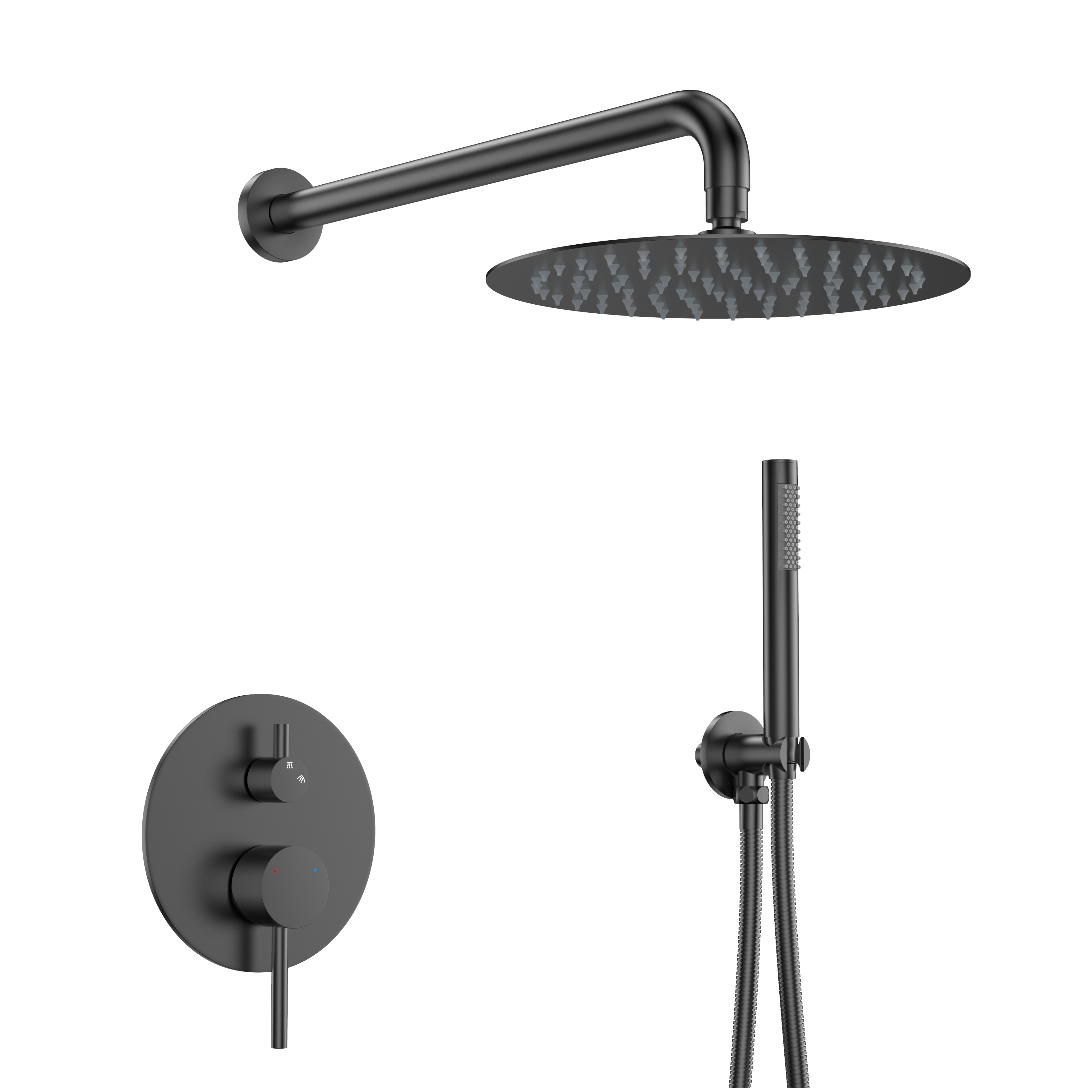 10-Inch Wall Mounted Shower System with Rainfall & Handheld, Matte Black