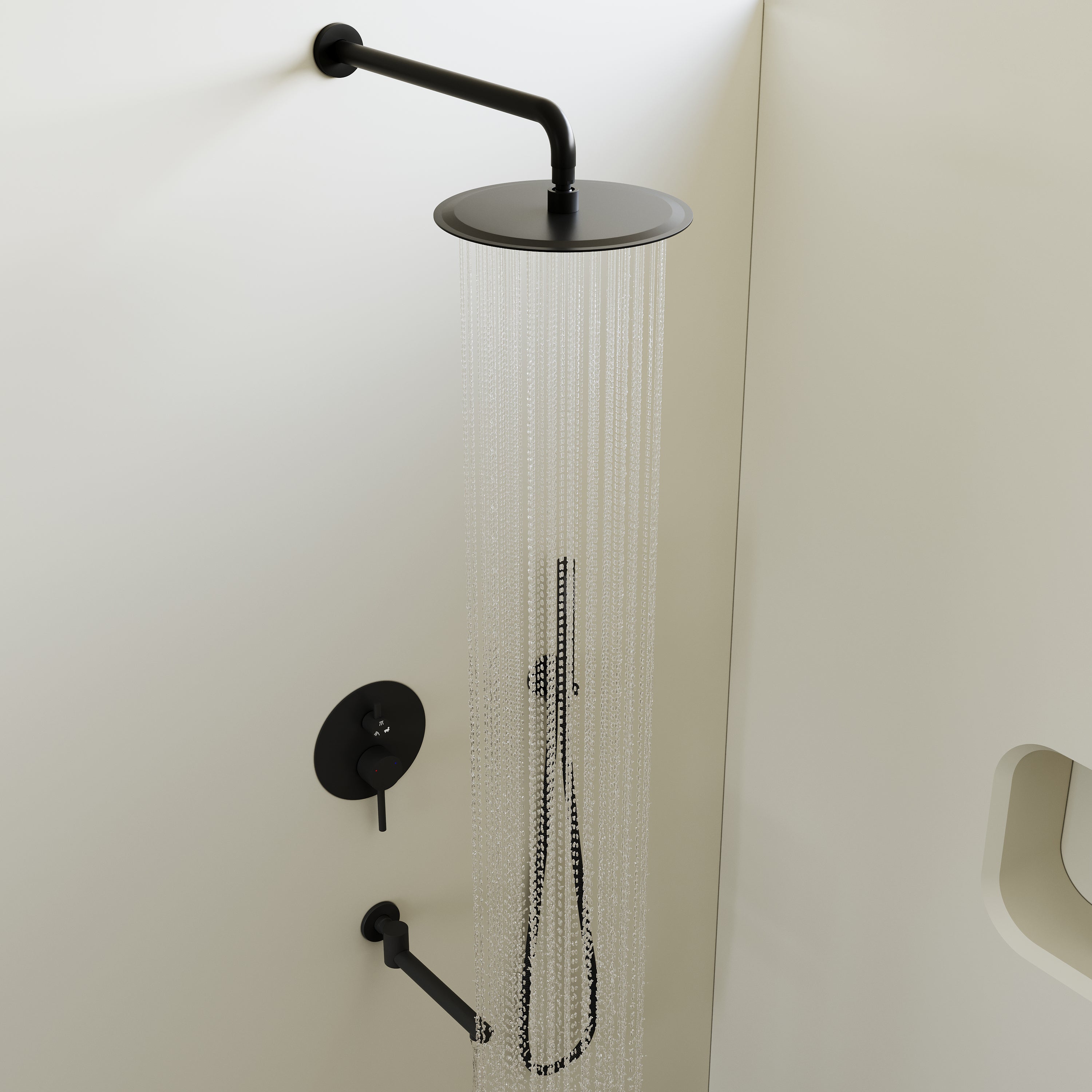 3-Function Shower System with 10-Inch Rain Shower Head, Adjustable Tub Spout, Hand shower, 304 SS