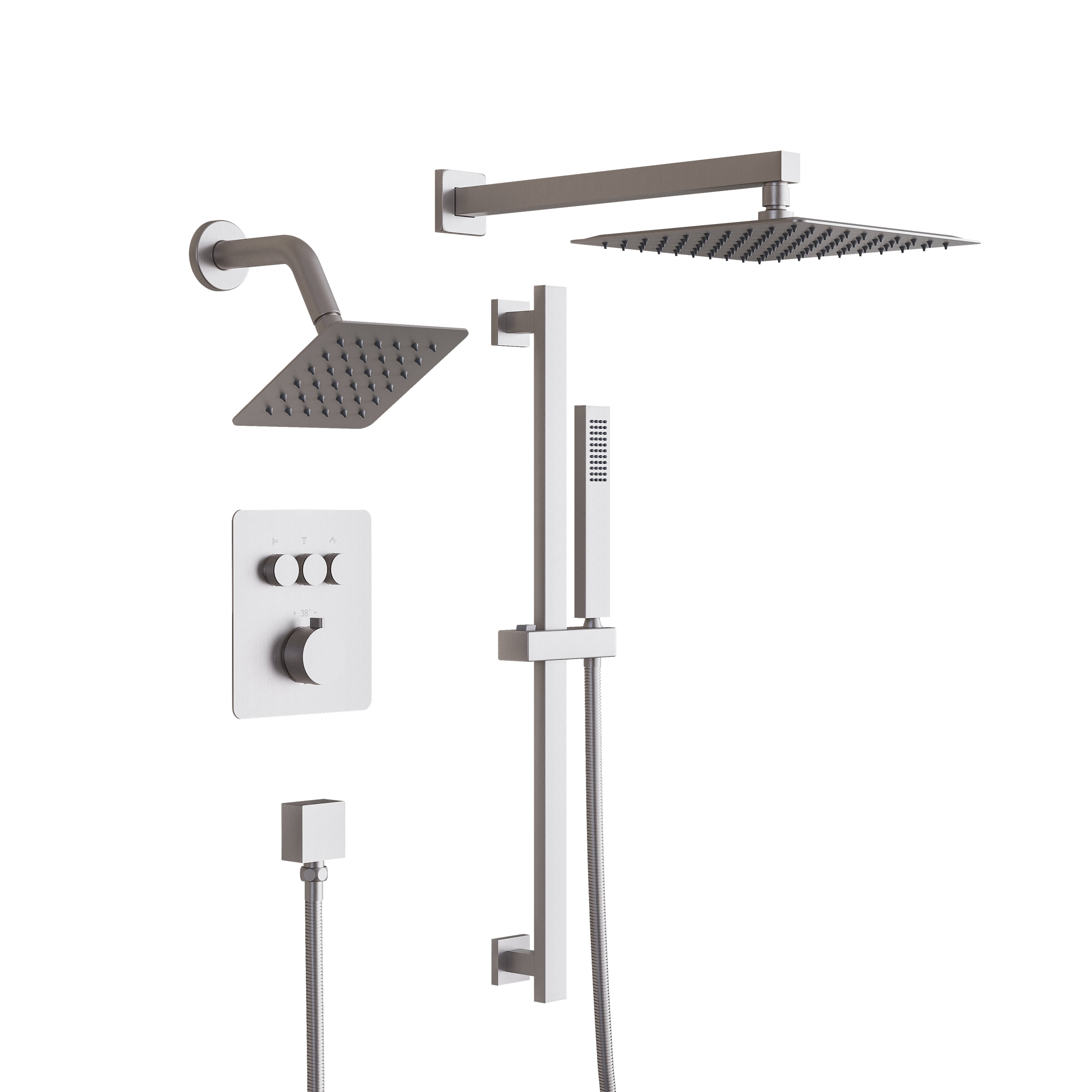 10" Shower System with Dual Mounting Options Wall-Mounted & Ceiling-Mounted, 304 SS