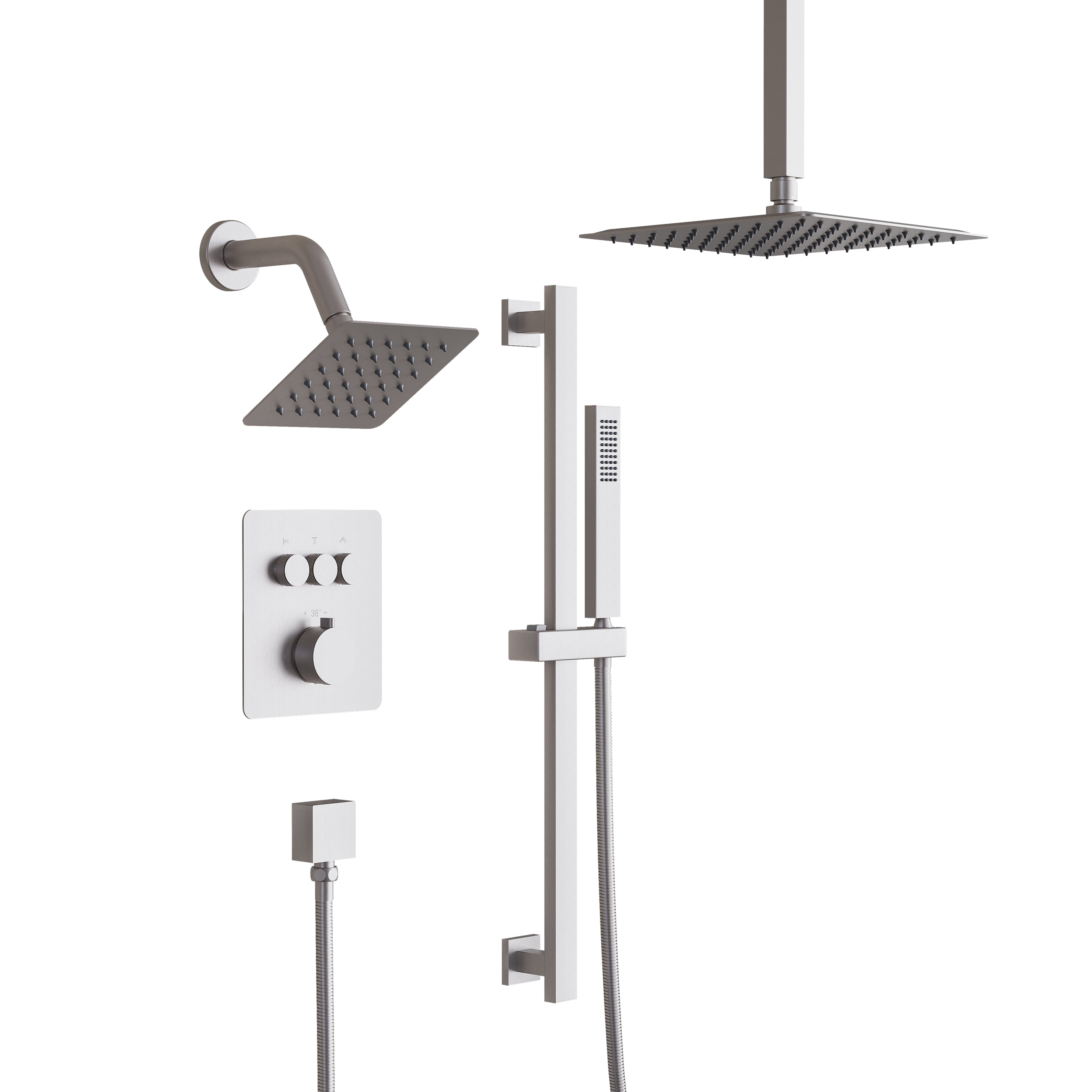 10" Shower System with Dual Mounting Options Wall-Mounted & Ceiling-Mounted, 304 SS