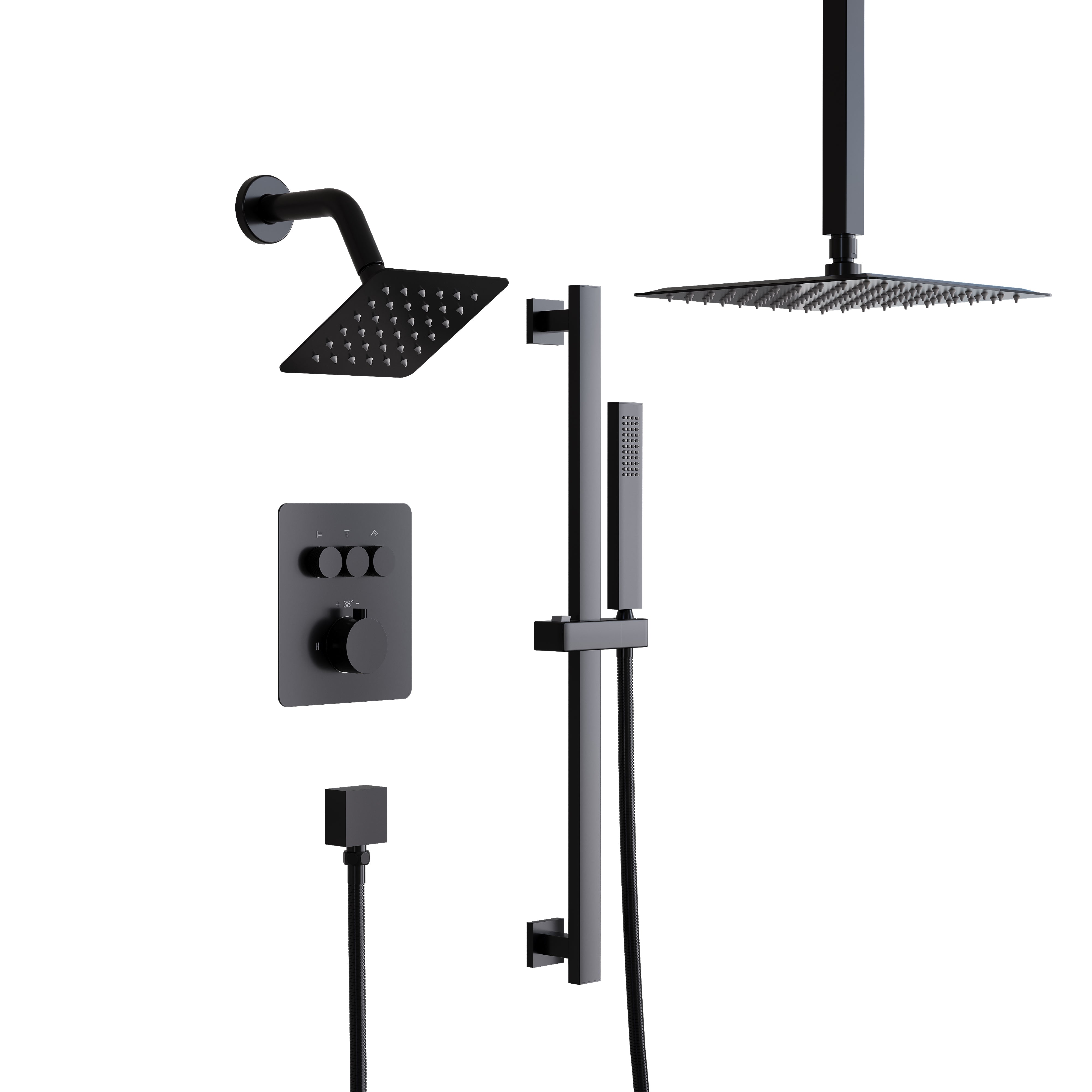 10" Shower System with Dual Mounting Options Wall-Mounted & Ceiling-Mounted, 304 SS