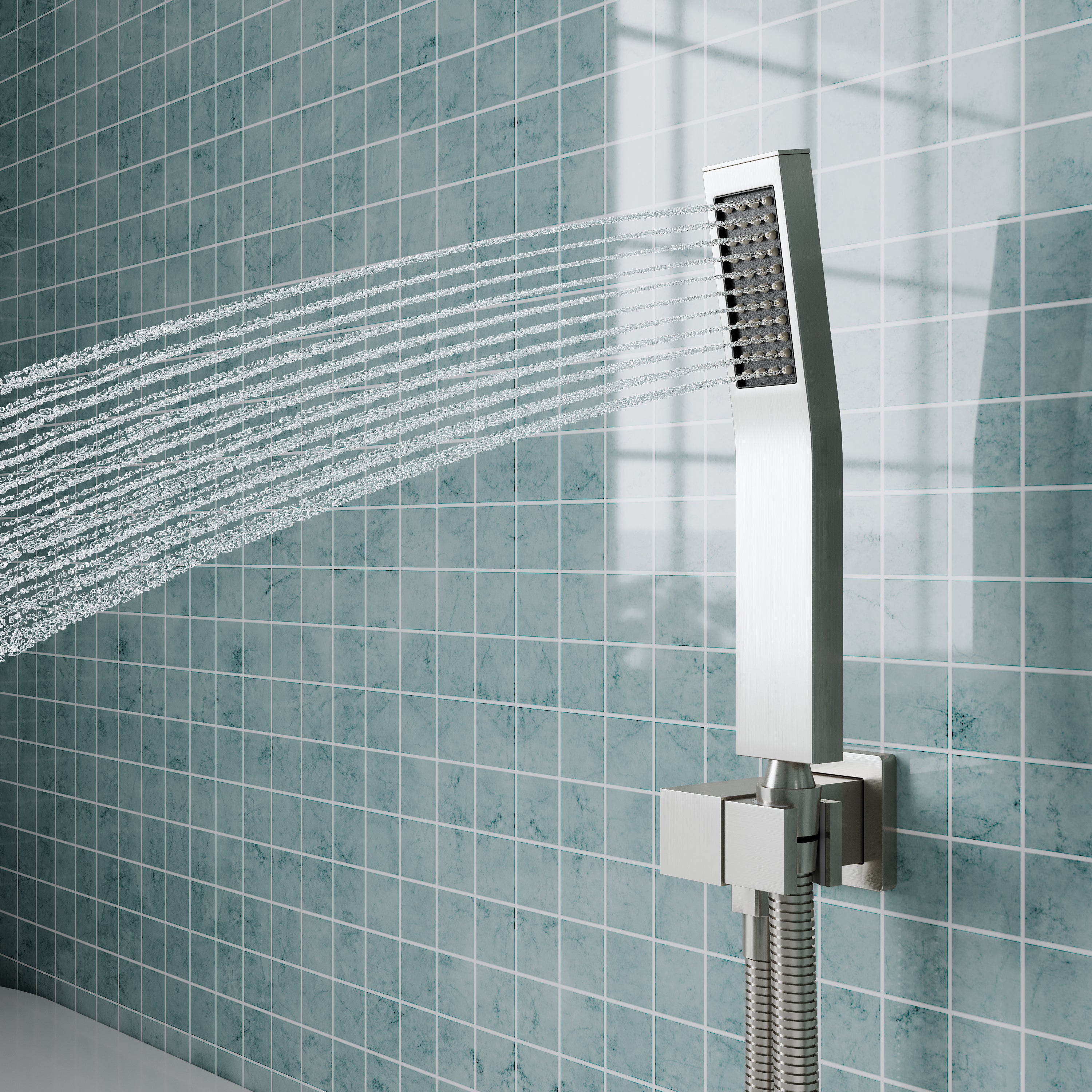 Single-Handle Tub Shower Faucet Set with SUS304 Waterfall Spout, Hand Shower
