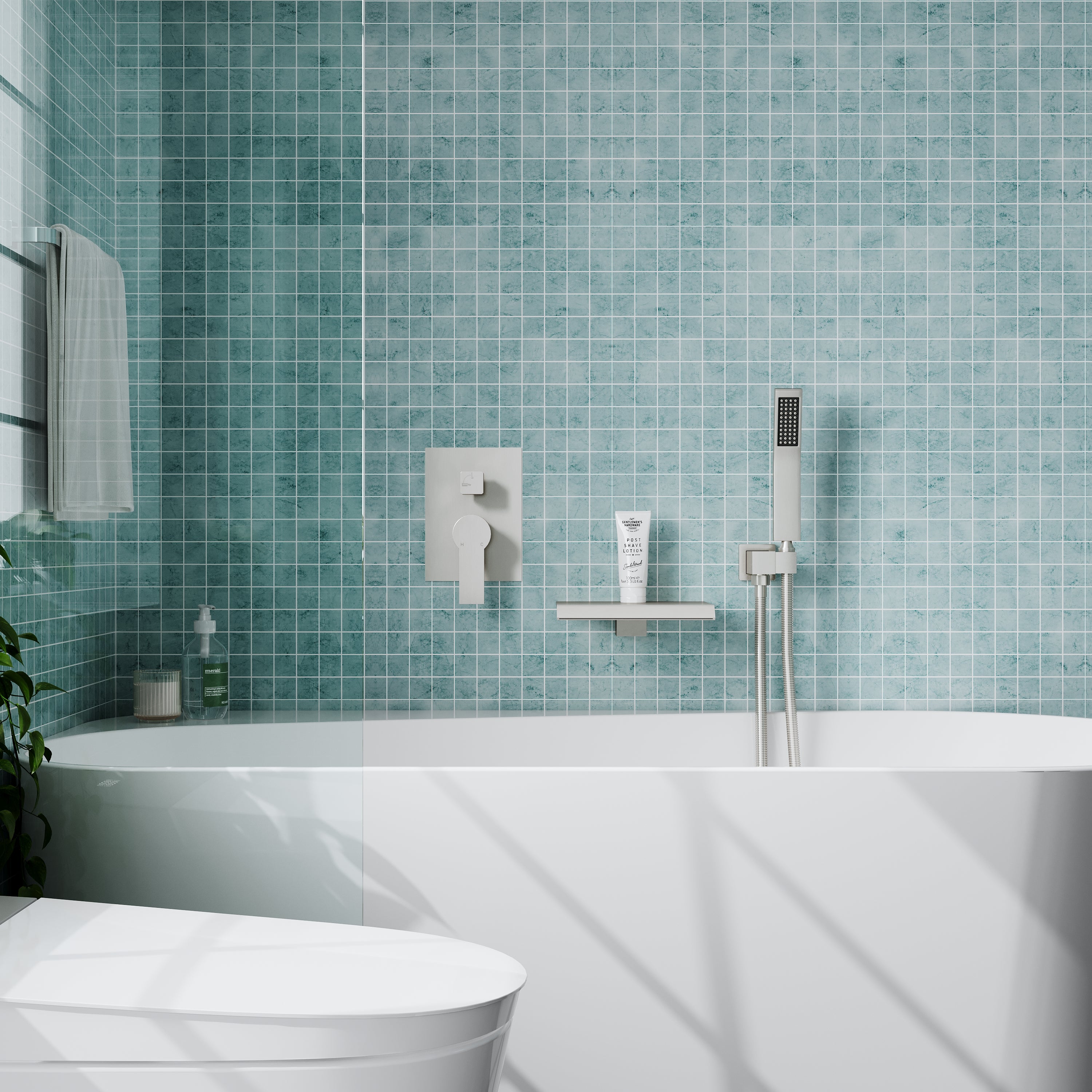 Single-Handle Tub Shower Faucet Set with SUS304 Waterfall Spout, Hand Shower