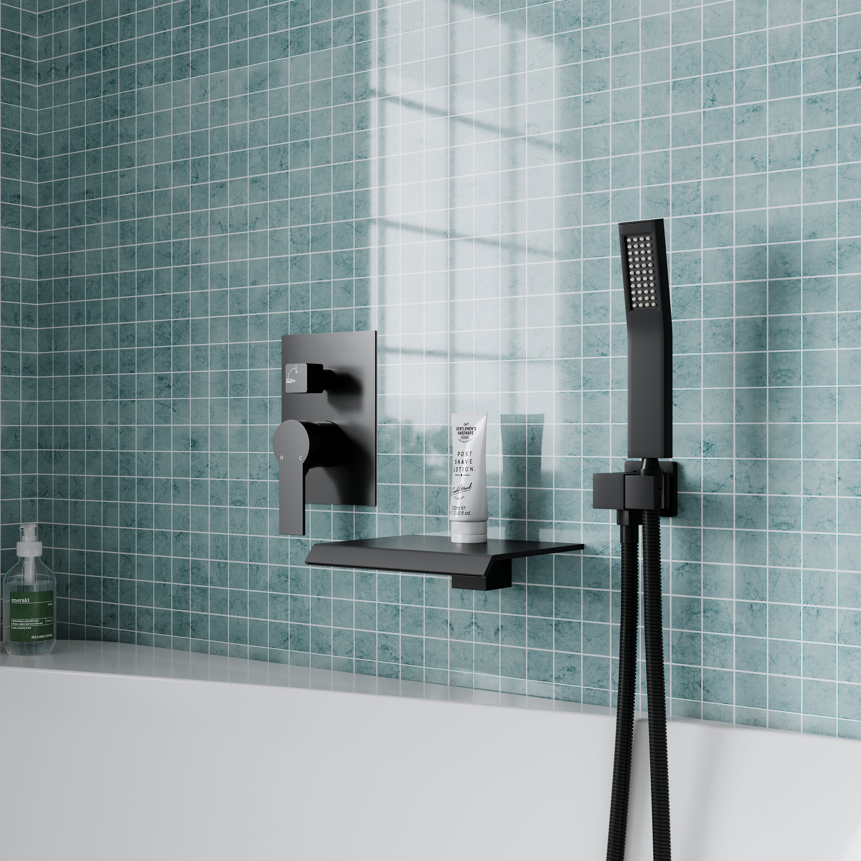 Single-Handle Tub Shower Faucet Set with SUS304 Waterfall Spout, Hand Shower