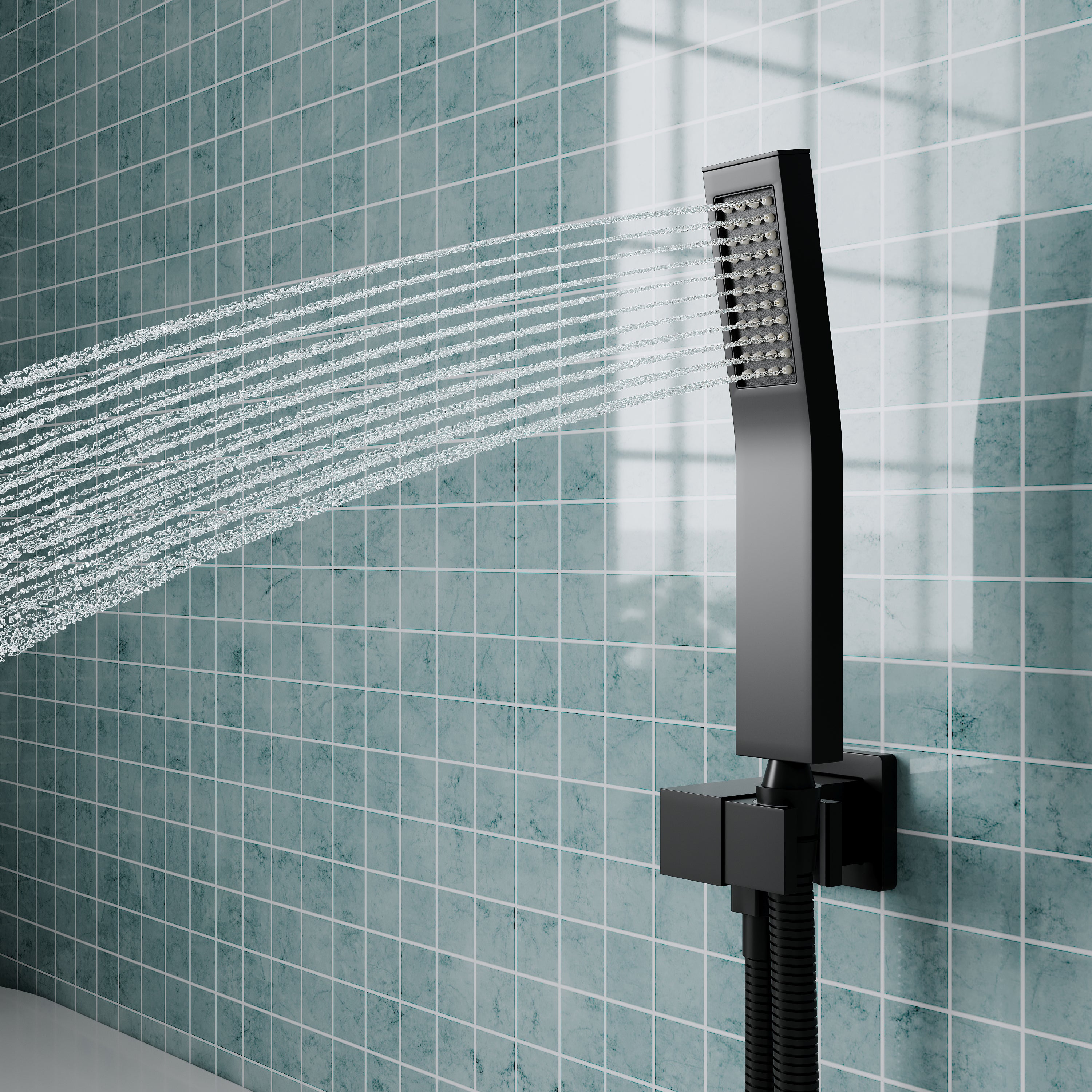 Single-Handle Tub Shower Faucet Set with SUS304 Waterfall Spout, Hand Shower