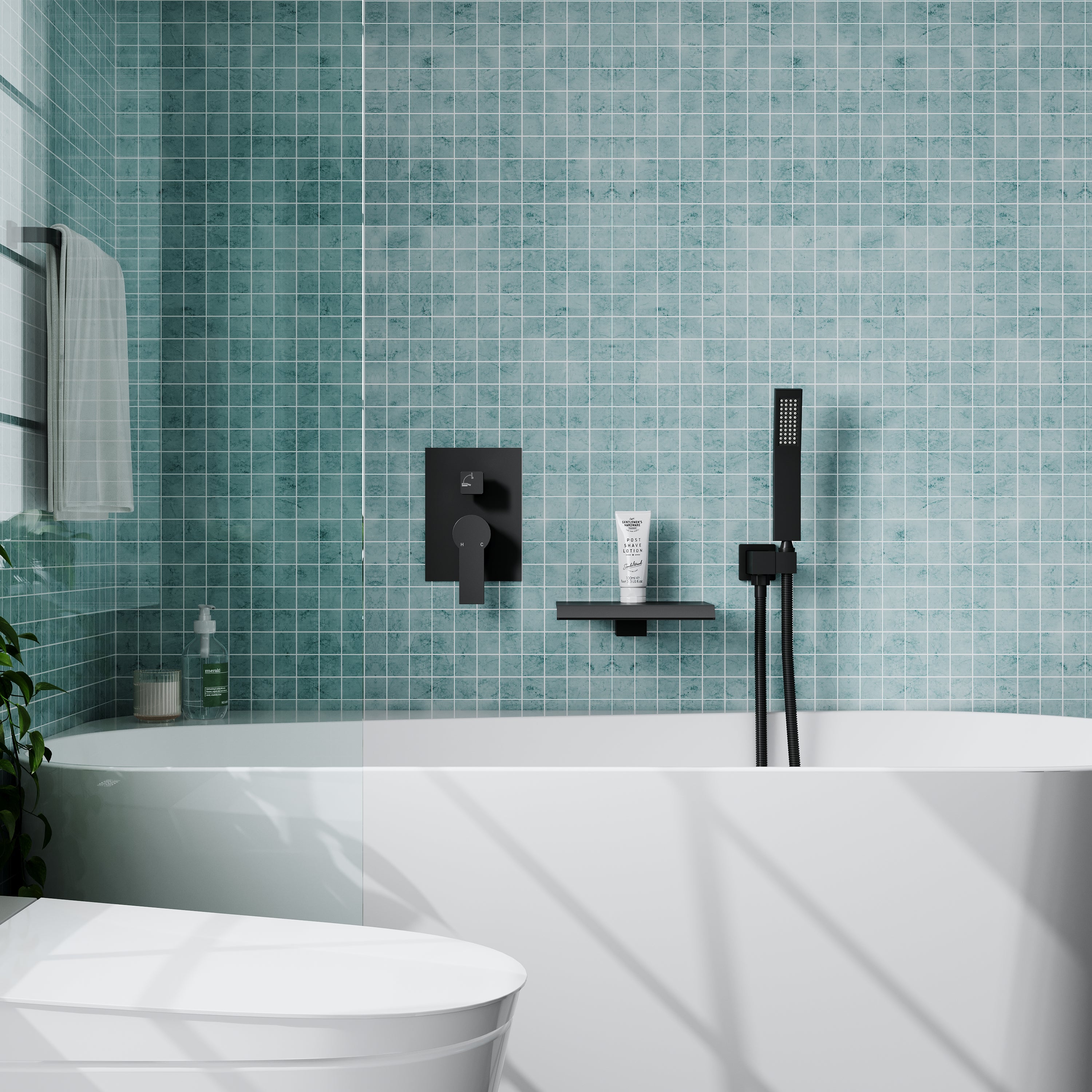 Single-Handle Tub Shower Faucet Set with SUS304 Waterfall Spout, Hand Shower