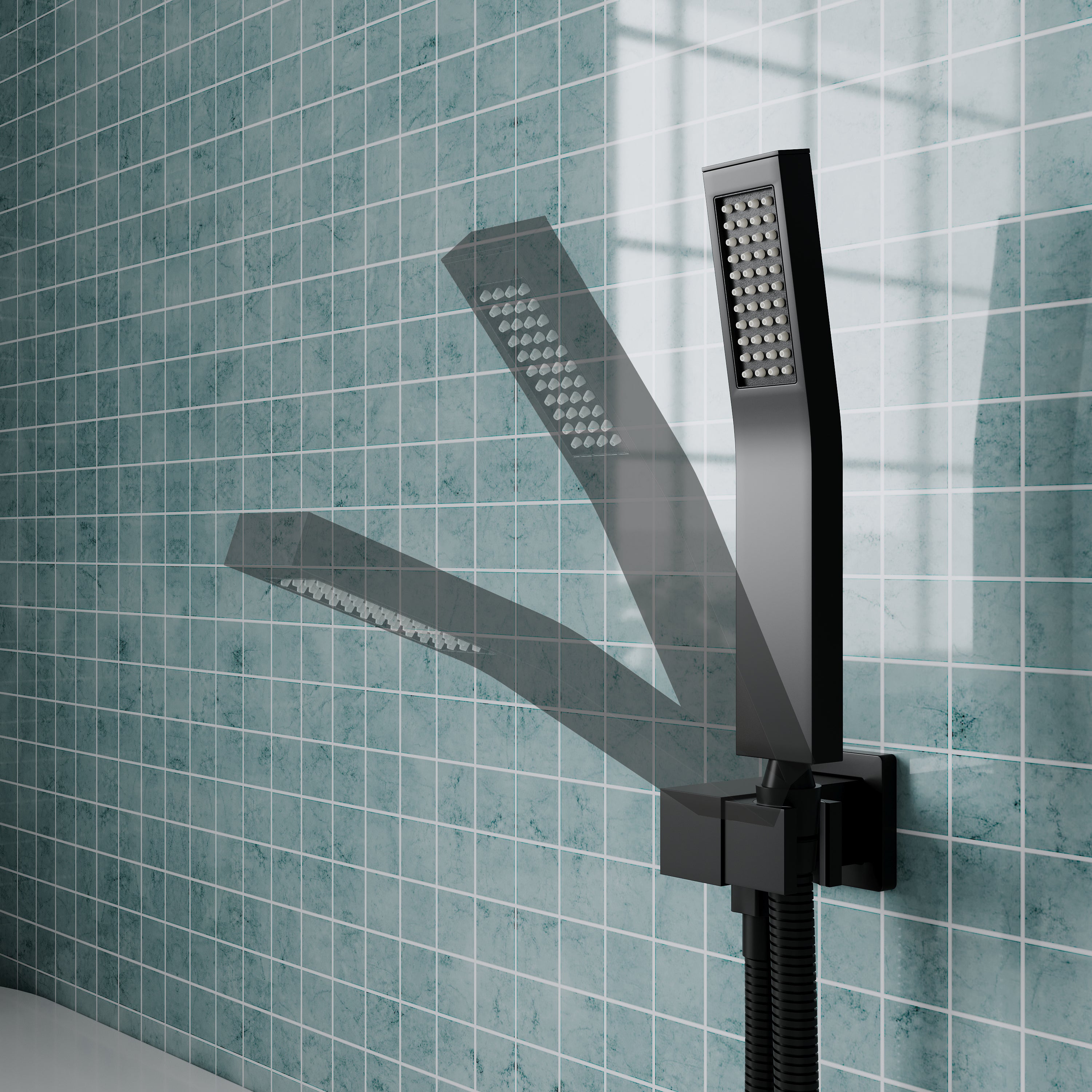 Single-Handle Tub Shower Faucet Set with SUS304 Waterfall Spout, Hand Shower