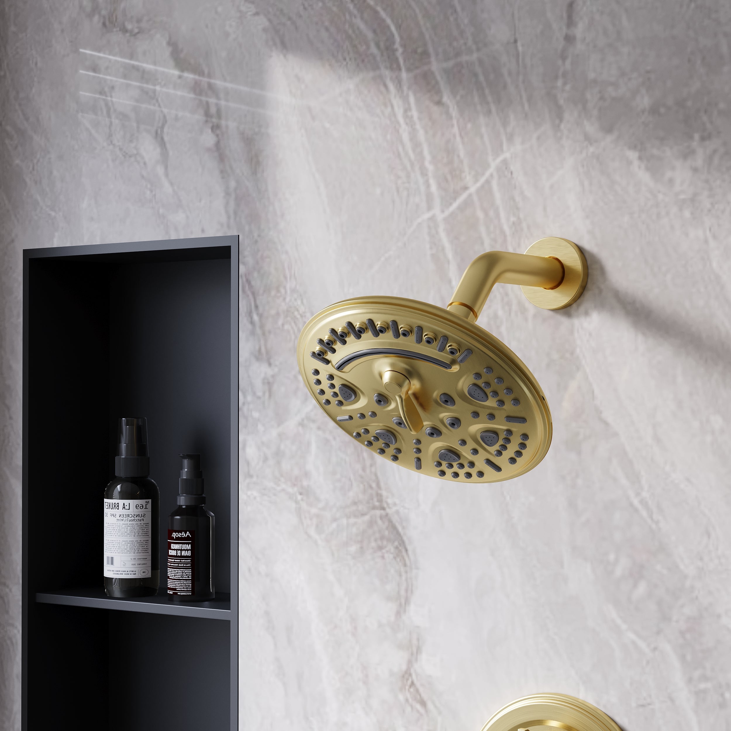 8 inch Wall Mount 6-Spray Patterns Rain Shower Head and 9-Function Handheld Shower Combo