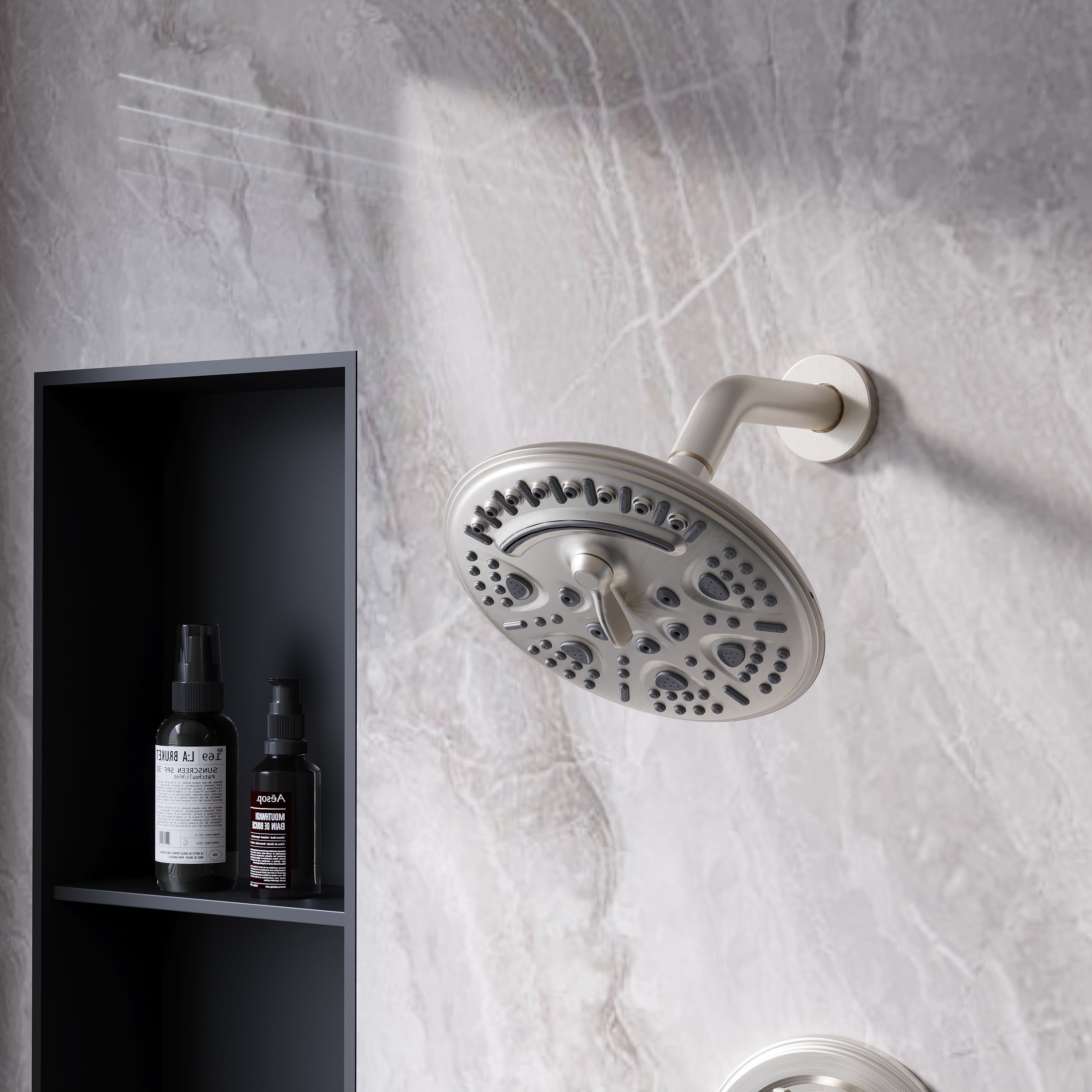 8 inch Wall Mount 6-Spray Patterns Rain Shower Head and 9-Function Handheld Shower Combo