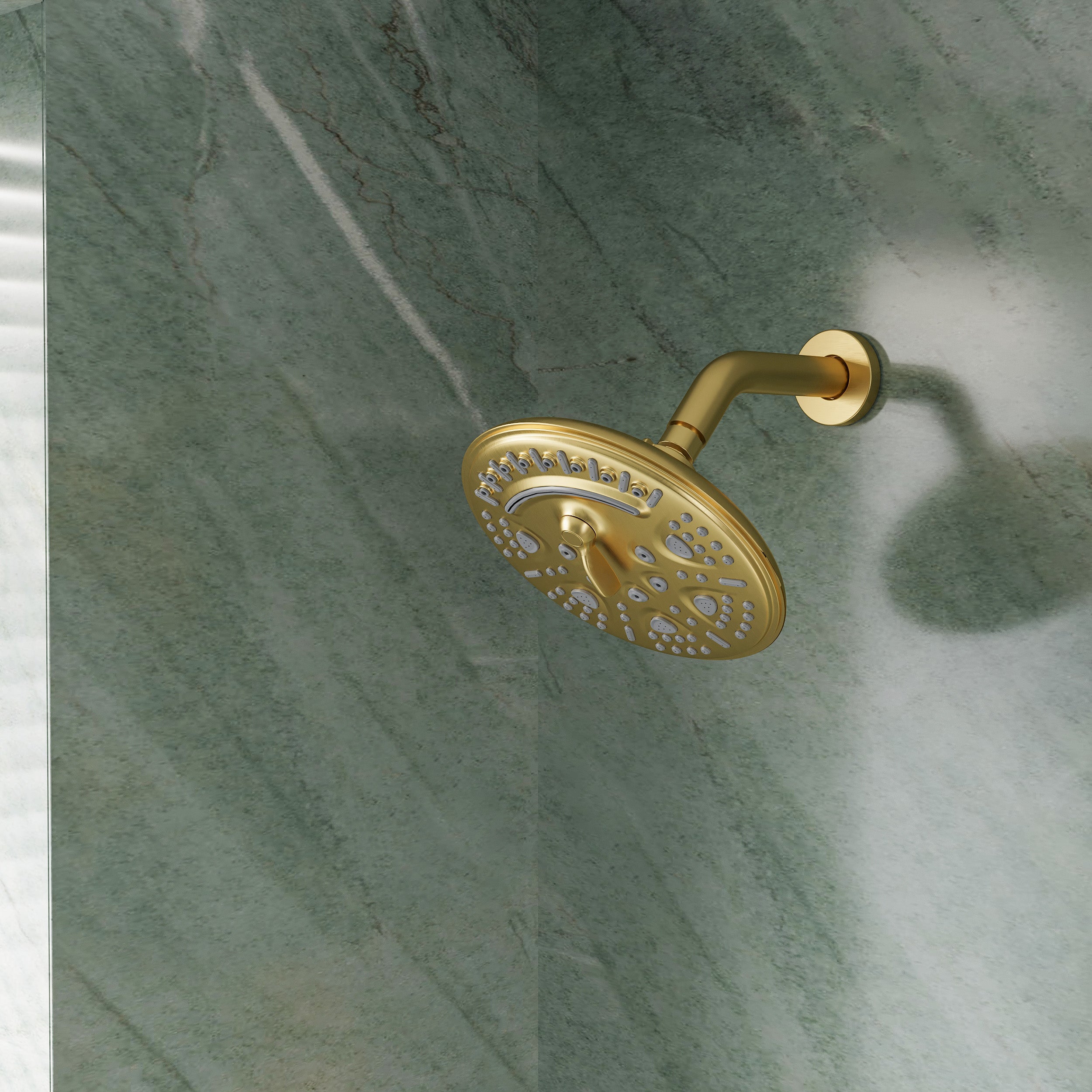 8 inch Wall Mount 6-Spray Patterns Rain Shower Head and 9-Function Handheld Shower Combo with Waterfall Nozzle