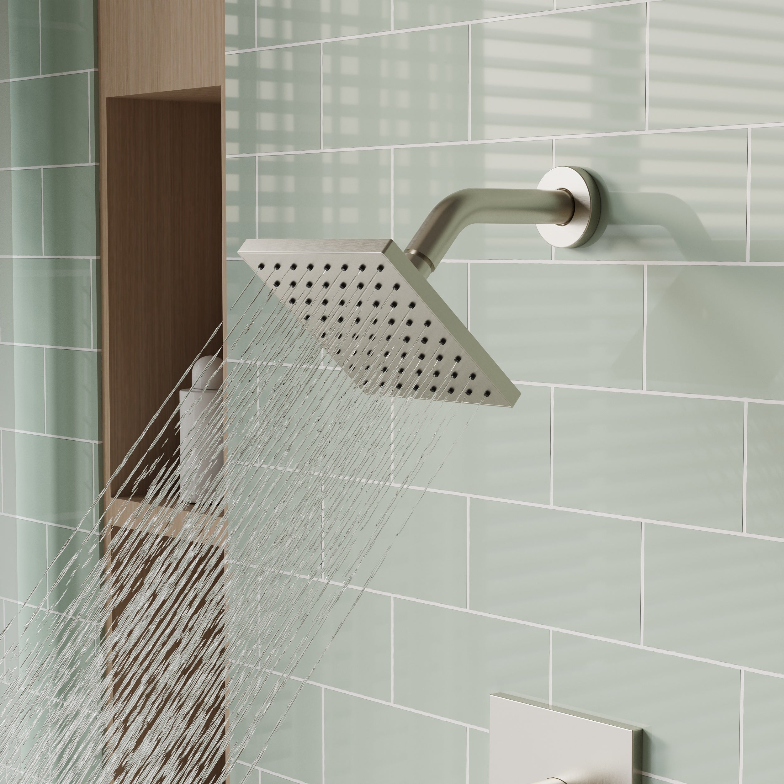 6-in Wall Mount Square Shower Faucet Set with Tub Spout Faucet Wall Mount Shower Head