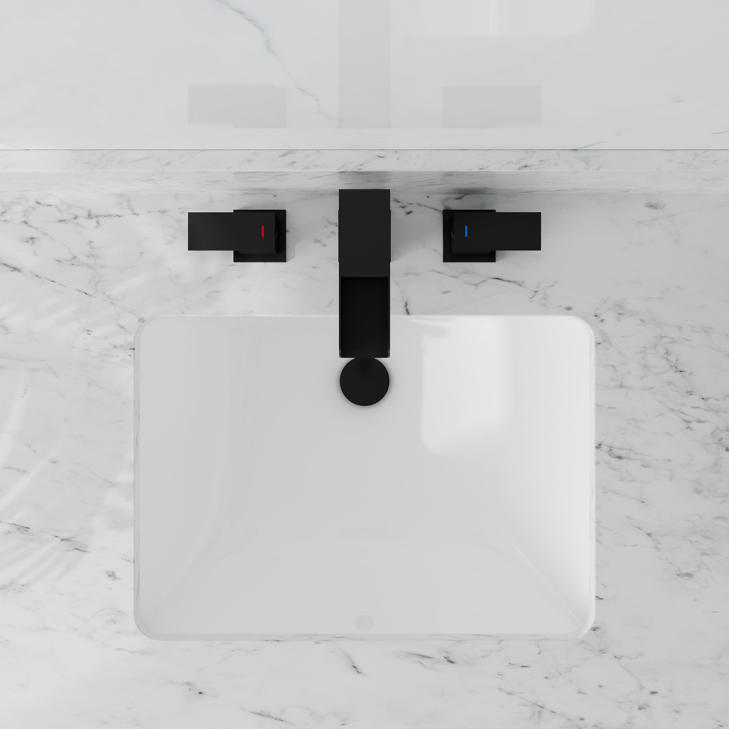 Double Handle Bathroom Sink Faucet with ABS Drain, Hot & Cold Water Control, 1.2 GPM