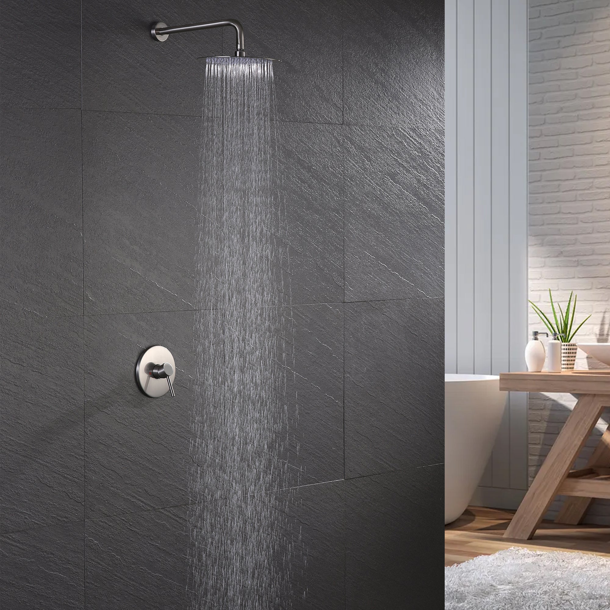 10 inch Wall Mounted Round Shower Head Concealed Valve Built-In Shower System