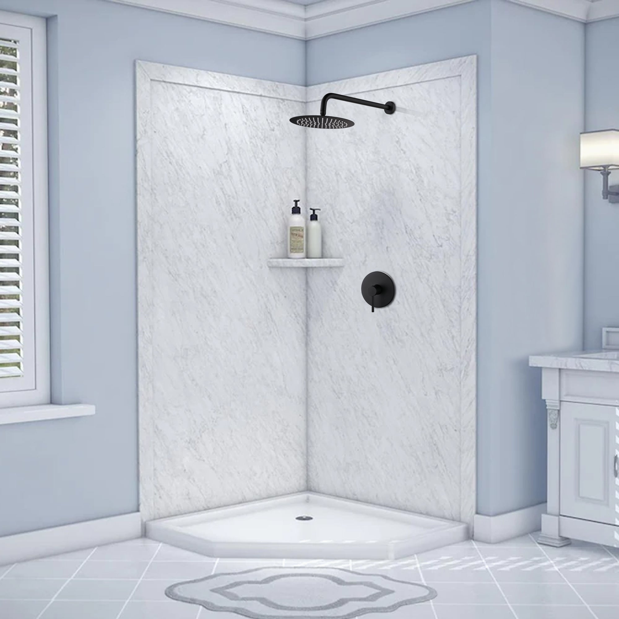 10 inch Wall Mounted Round Shower Head Concealed Valve Built-In Shower System