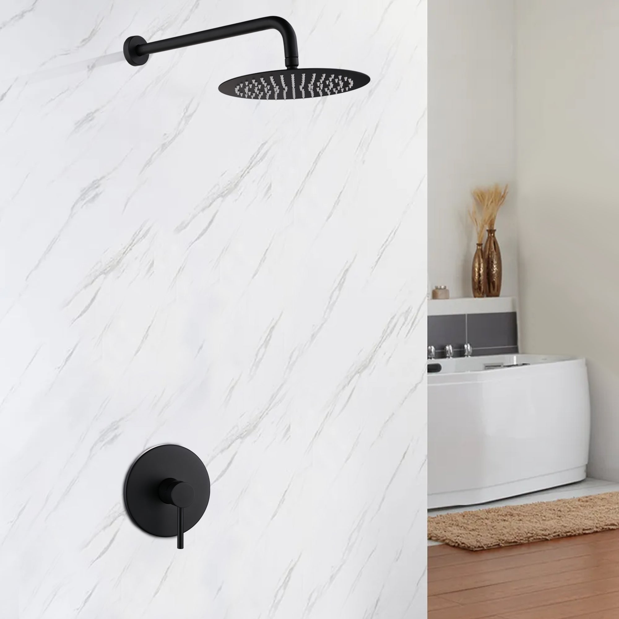 10 inch Wall Mounted Round Shower Head Concealed Valve Built-In Shower System