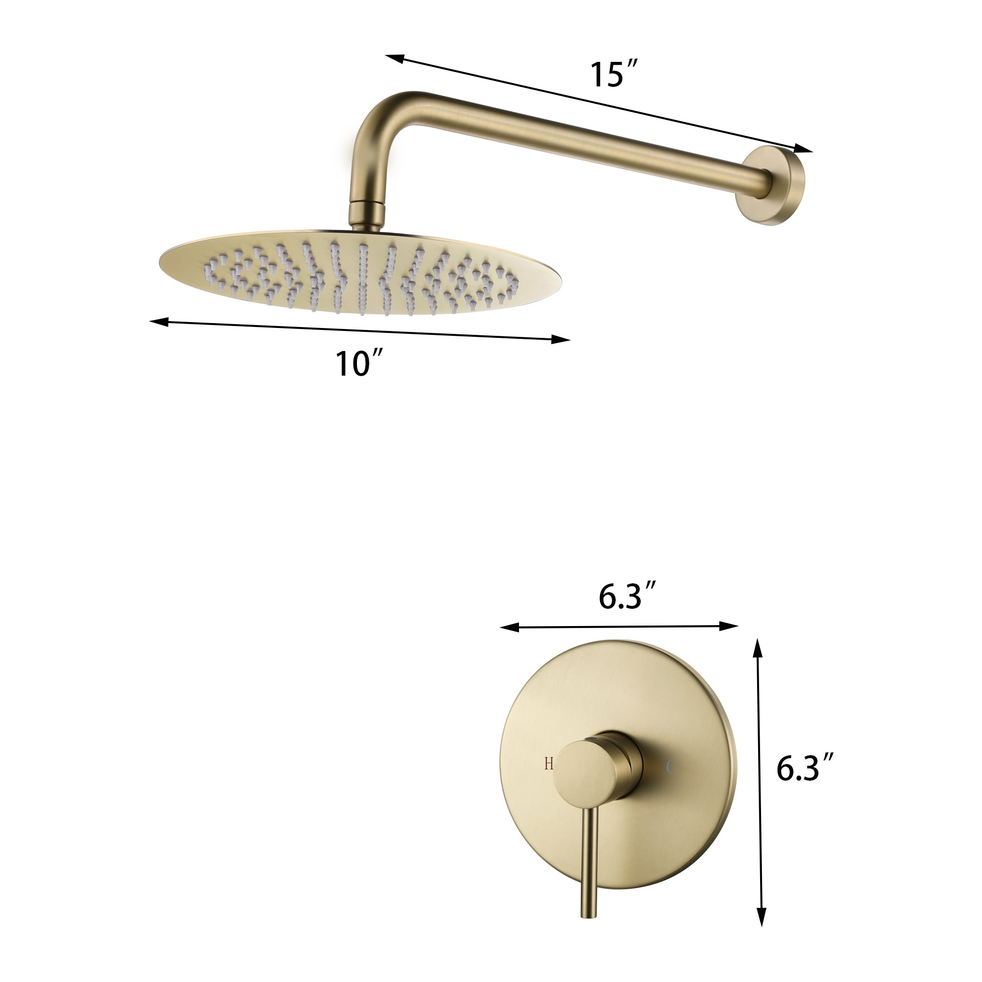 10 inch Wall Mounted Round Shower Head Concealed Valve Built-In Shower System