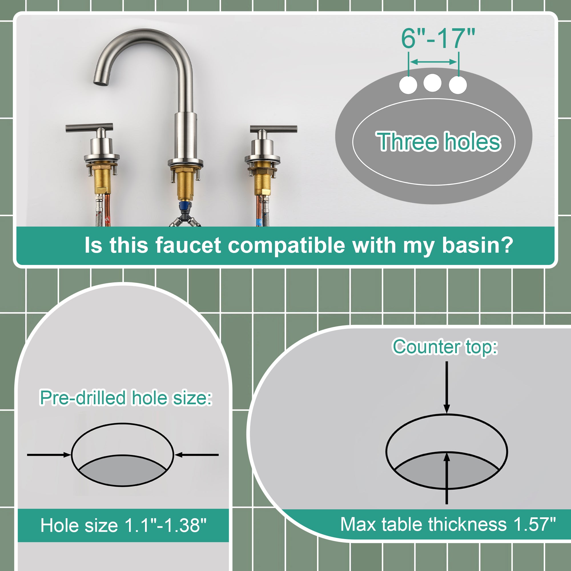 Modern Bathroom Basin Faucet with 360° Swivel Spout, Dual Handle Hot & Cold Mixer, Water-Saving 1.2 GPM