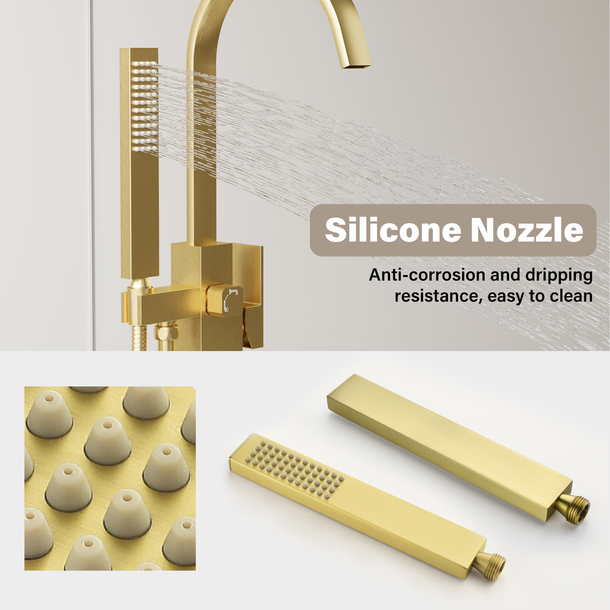Single Handle Floor Standing Freestanding Bathtub Faucet with Hand Shower