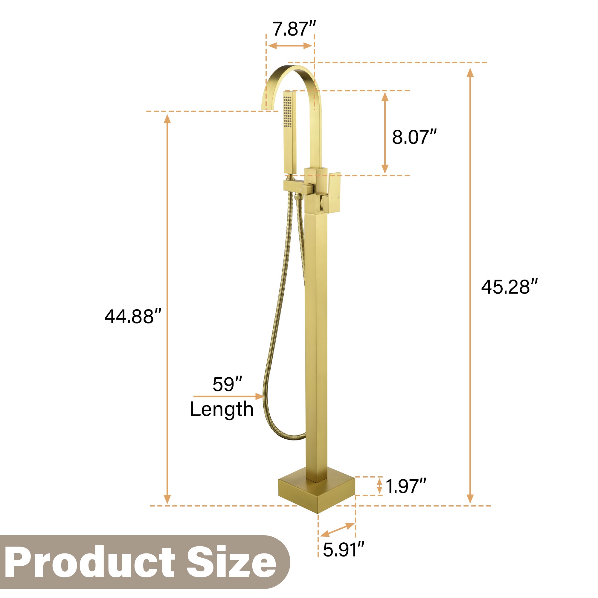 Single Handle Floor Standing Freestanding Bathtub Faucet with Hand Shower